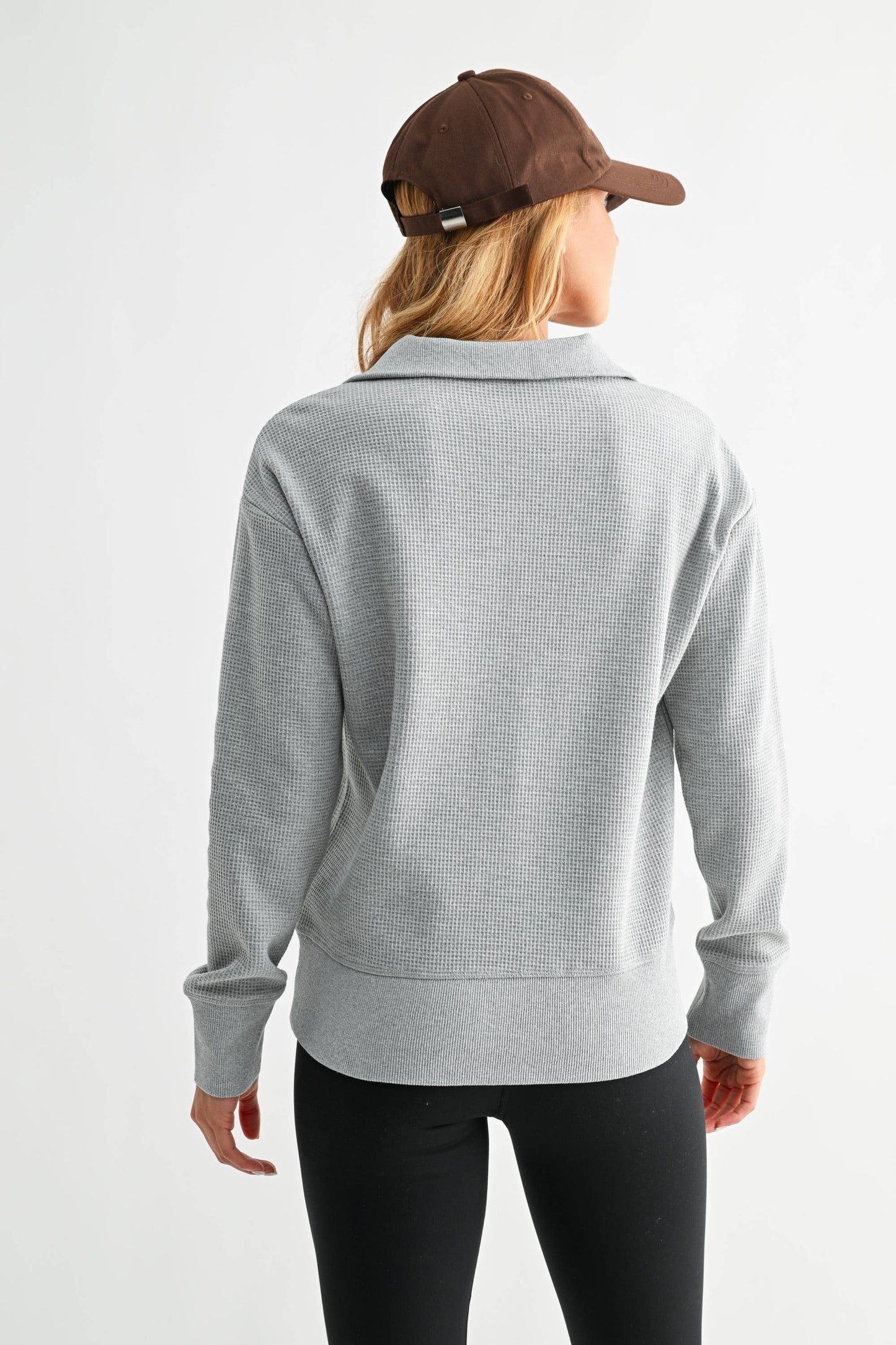 Half Button Waffle Sweater