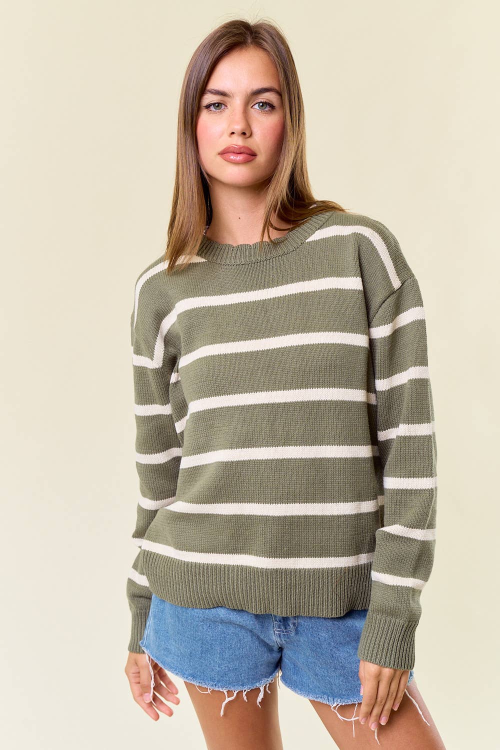 Stripe me Up Scallop Sweater
