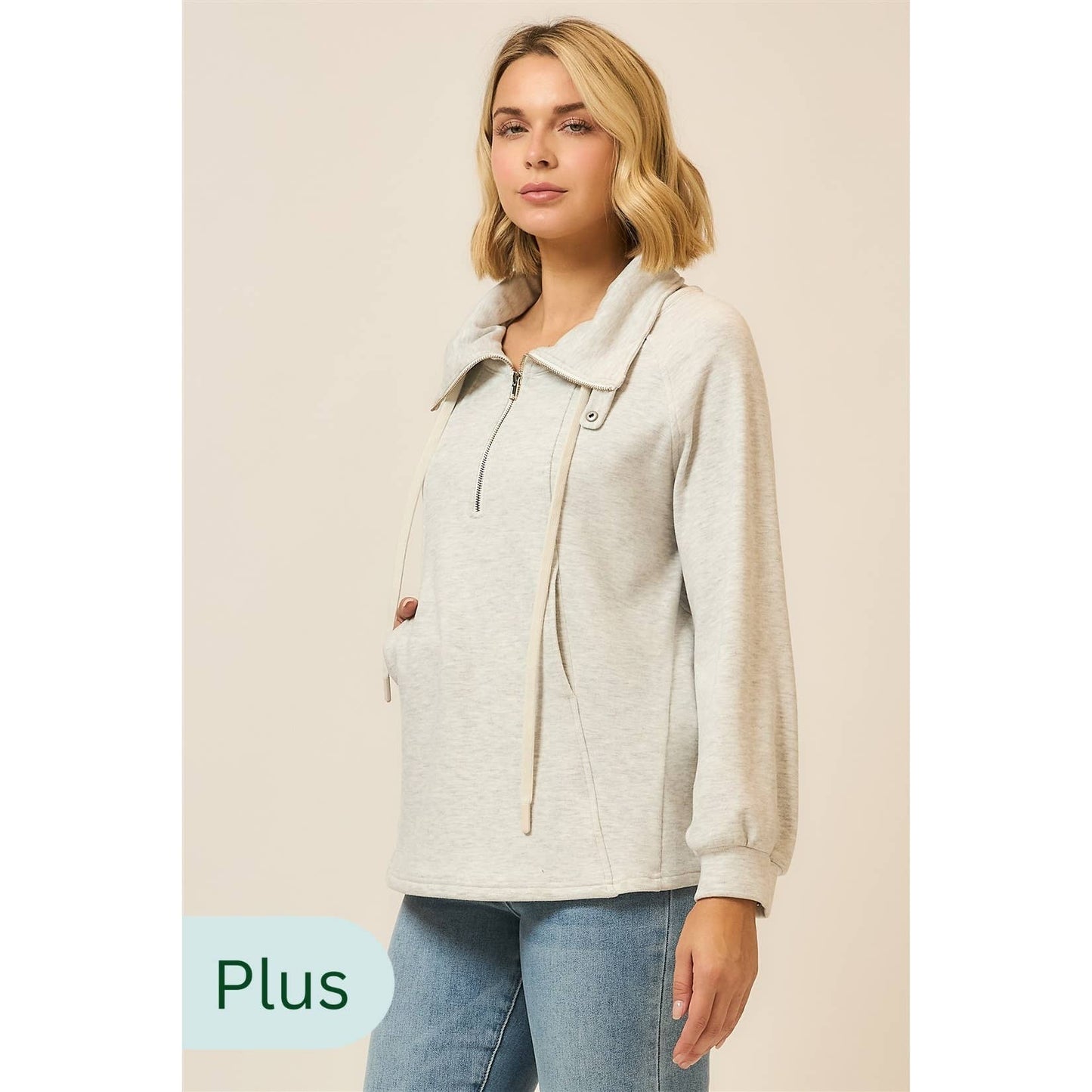 Oatmeal Funnel Neck Sweatshirt