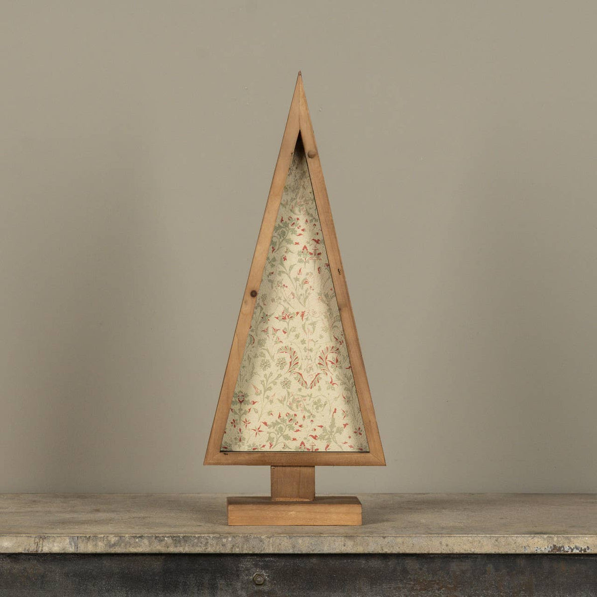 20" FRAMED RED & GREEN WALLPAPER TREE