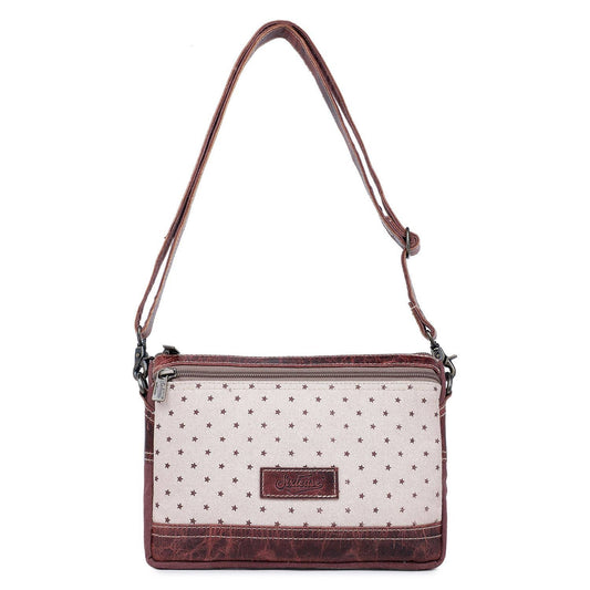 Canvas  Leather Women's Crossbody Bag - Timberwolf/Bole
