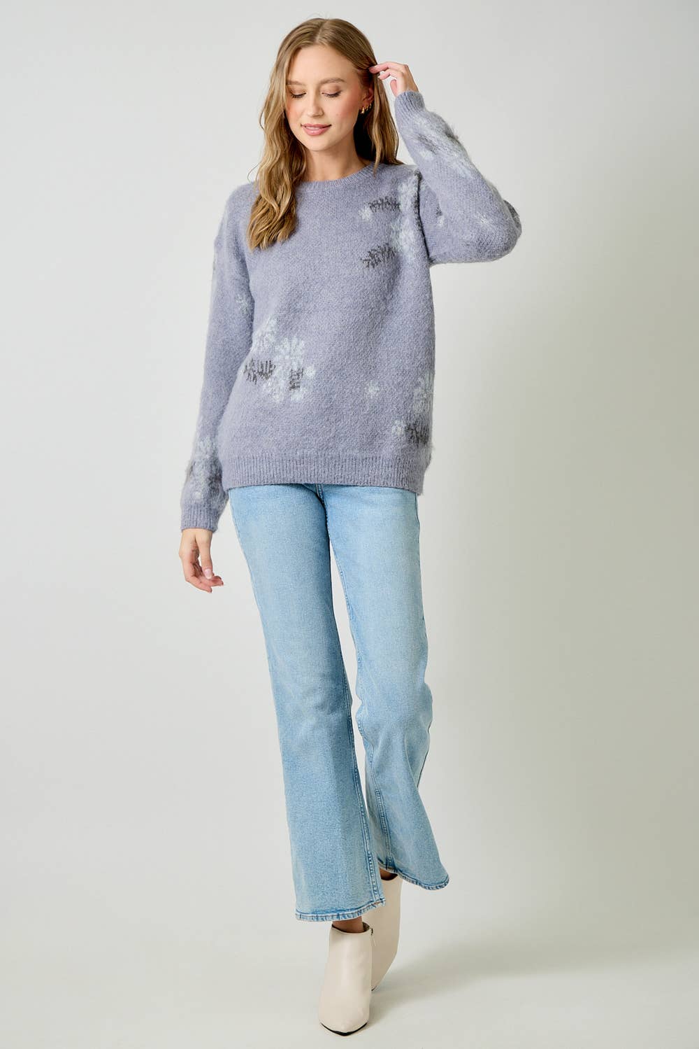 Winter Blues Floral Sweater