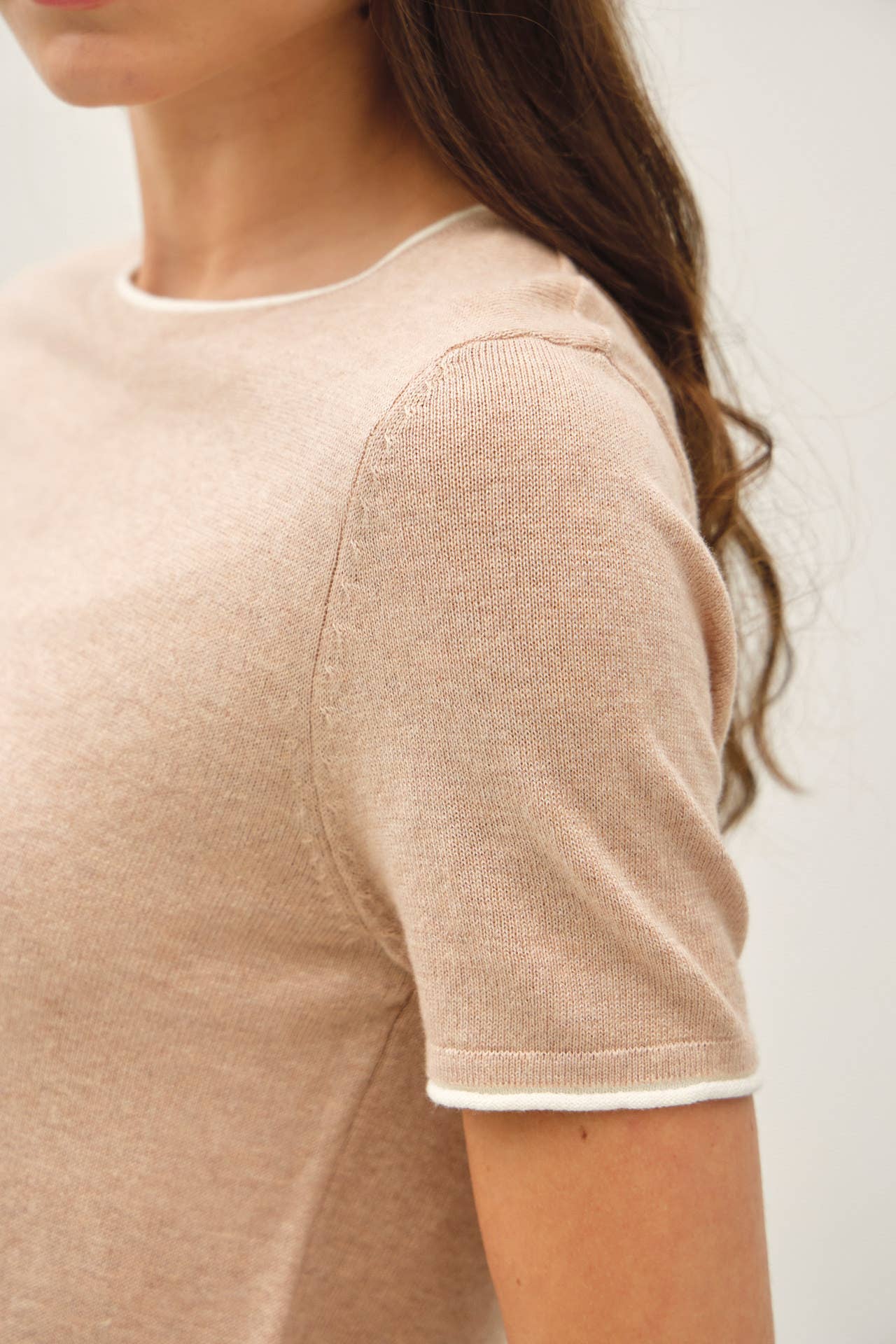 LAYERED LOOK ESSENTIAL SHORT SLEEVE  SWEATER TOP