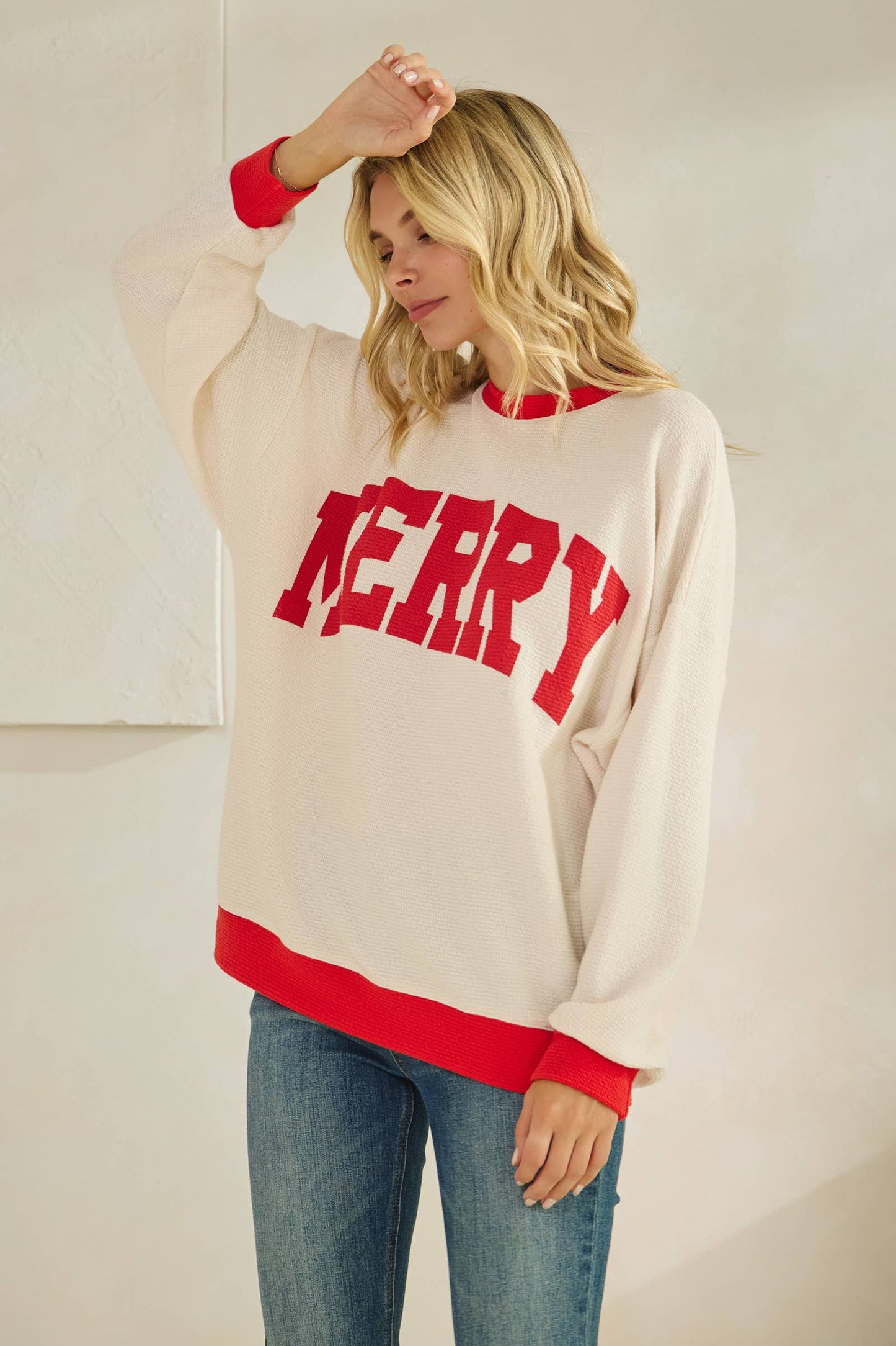 Merry Ribbed Pullover Ringer Top