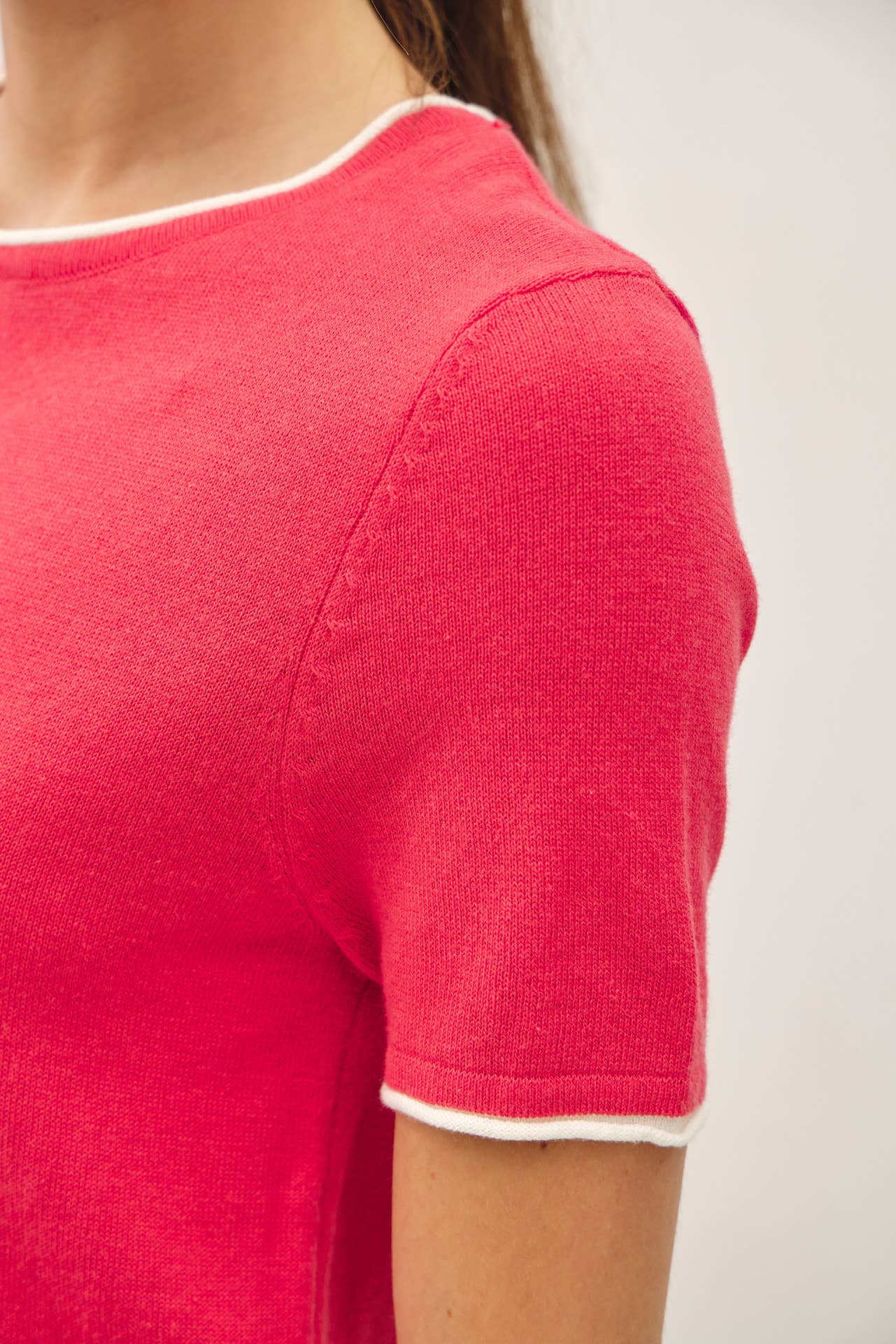 LAYERED LOOK ESSENTIAL SHORT SLEEVE  SWEATER TOP