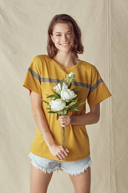 Stripe Taped Drop Shoulder Tee - 14223T