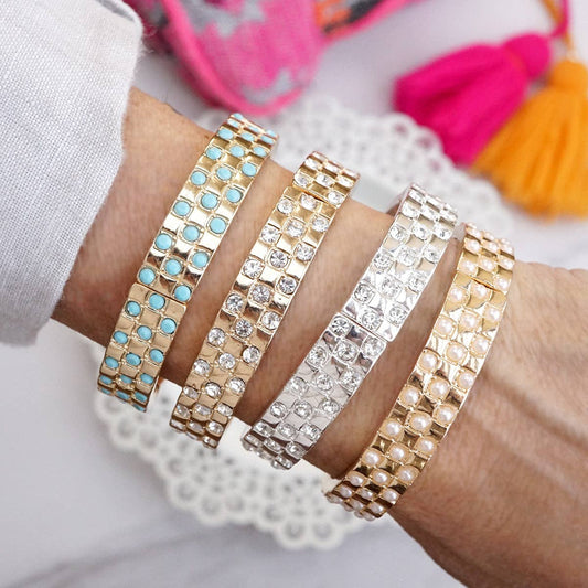Checker Crystal Stretch Bangle