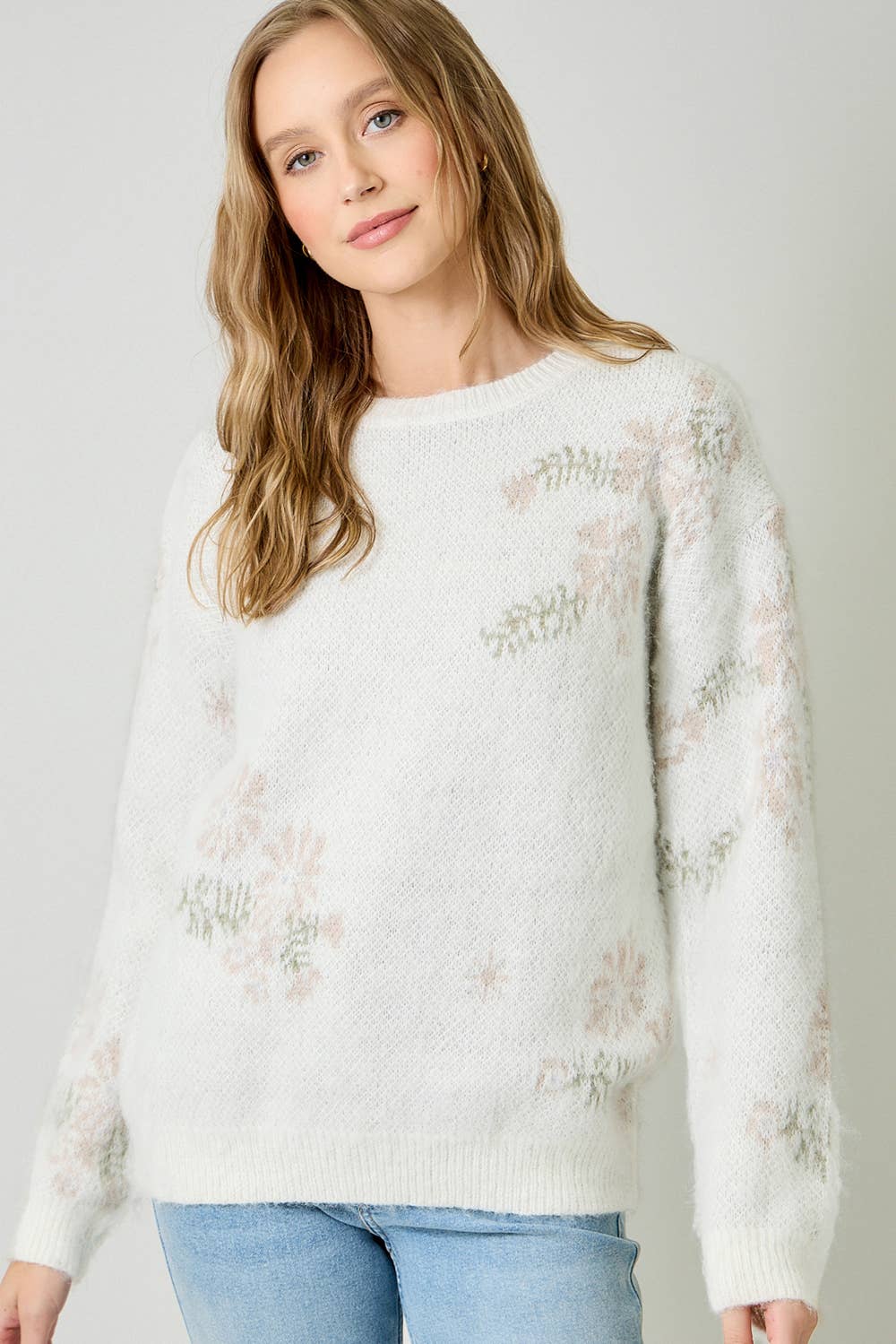 Winter Blues Floral Sweater