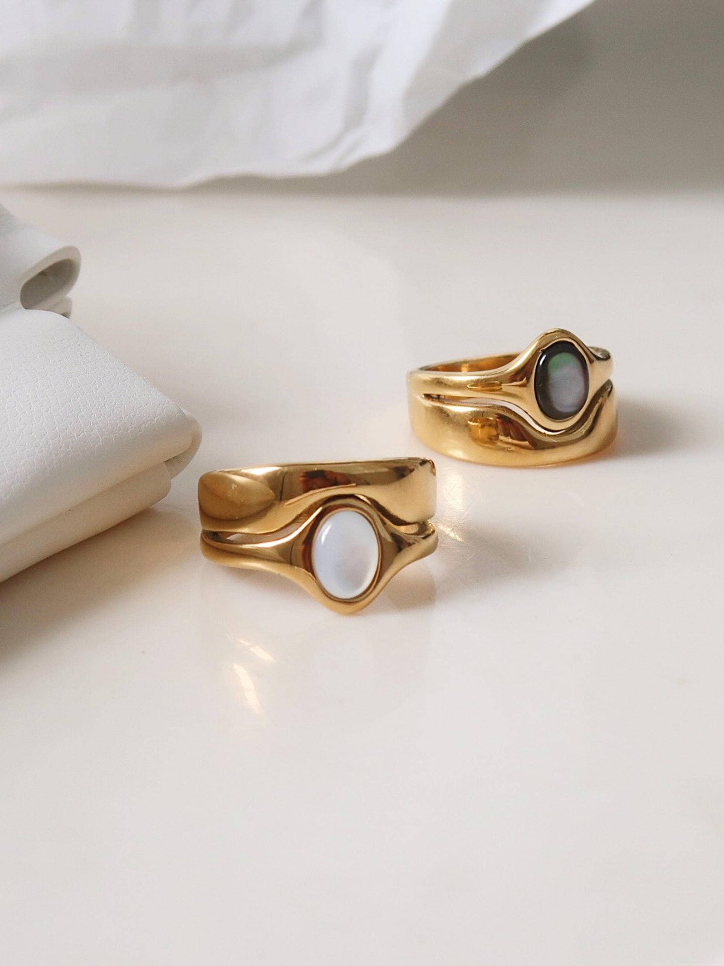 Alouette Non-Tarnish Stone Wave Ring