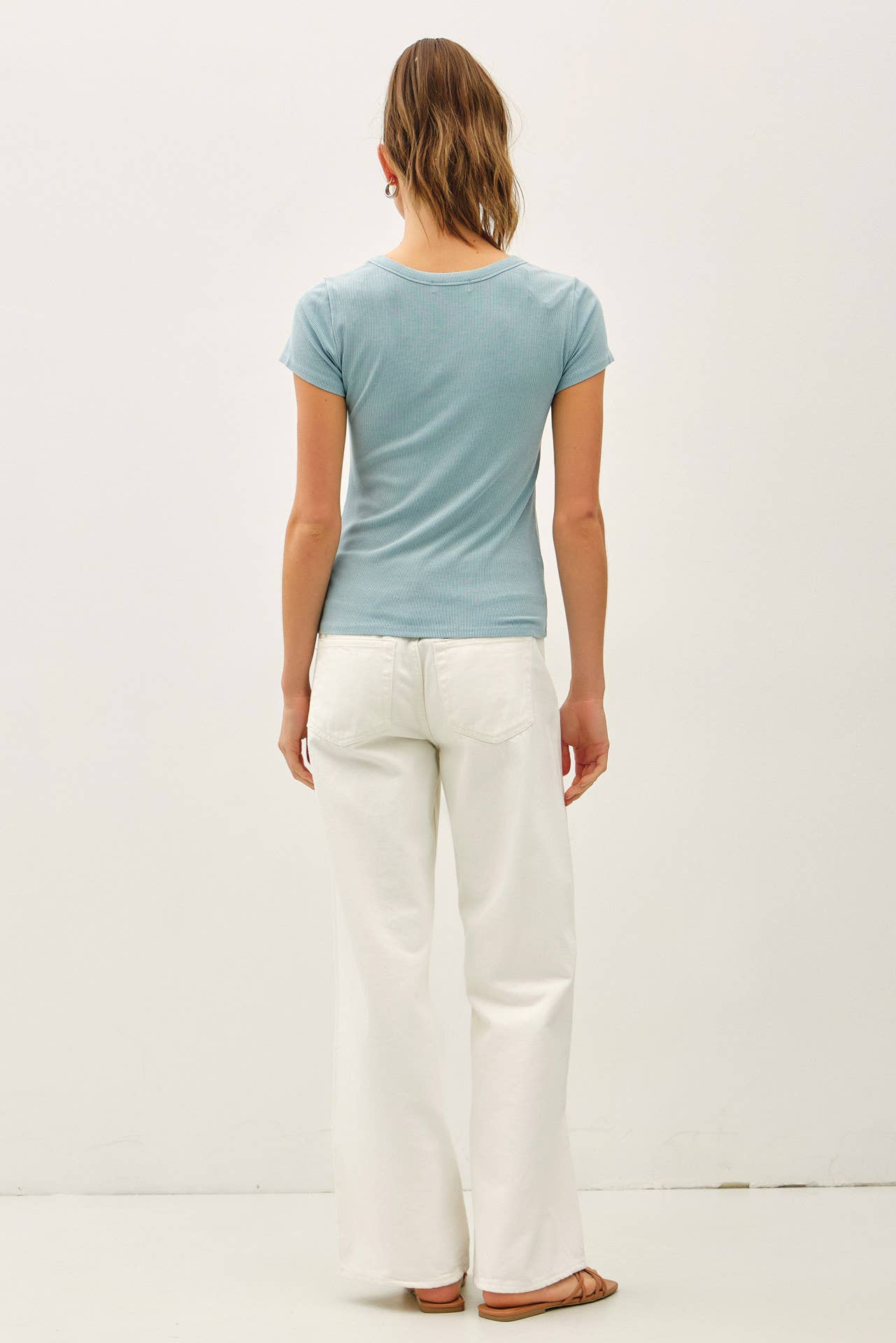 Never Basic Ribbed Scoop Neck Tee