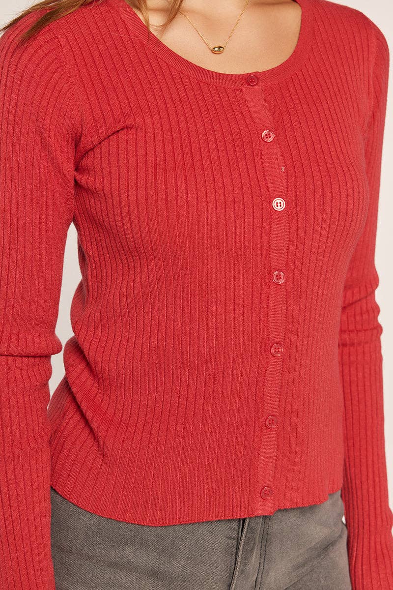 Rusty Ribbed Button Up