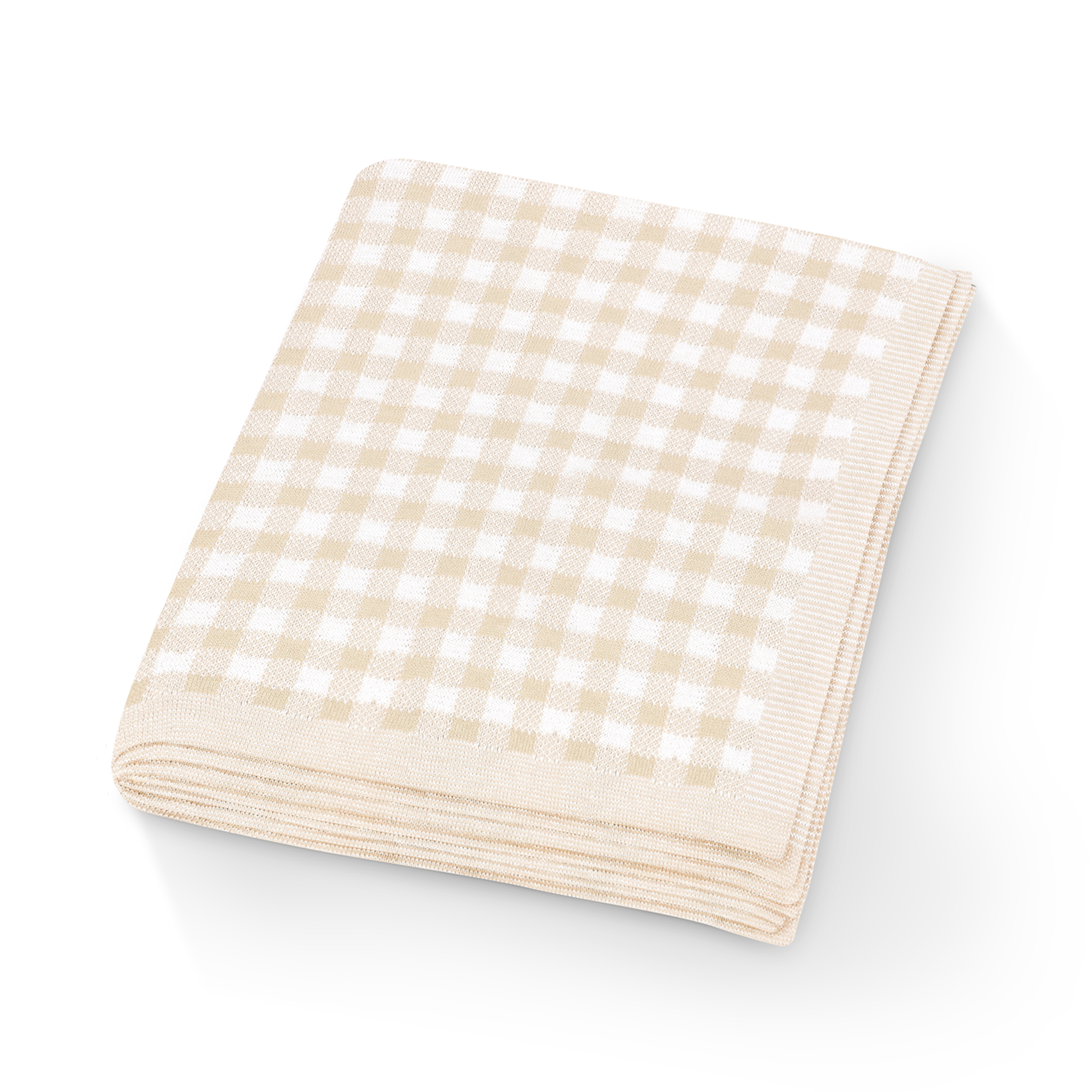 Cotton Receiving Blanket | Tan Gingham