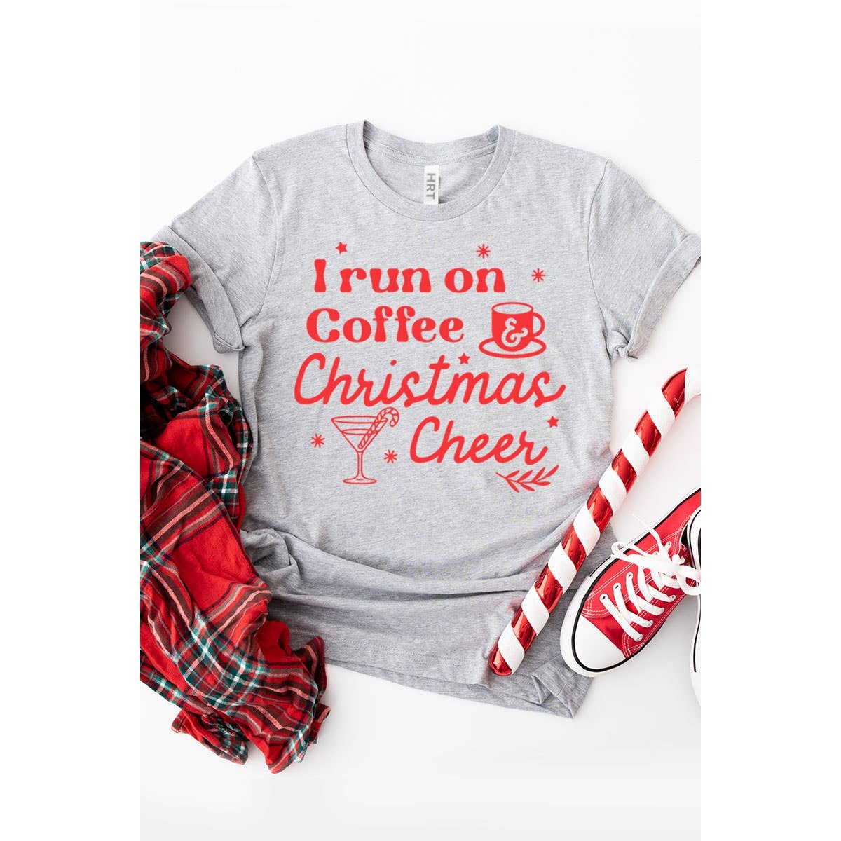 I RUN ON COFFEE CHRISTMAS SHORT SLEEVE GRAPHIC TEE