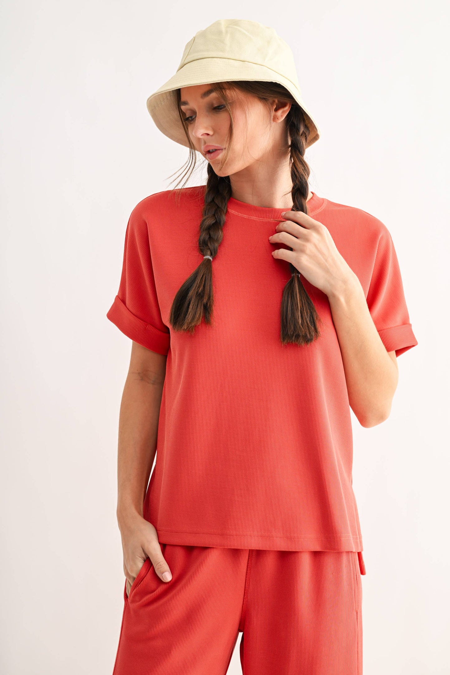 Luxe Sand Wash Rib Lounge Tee