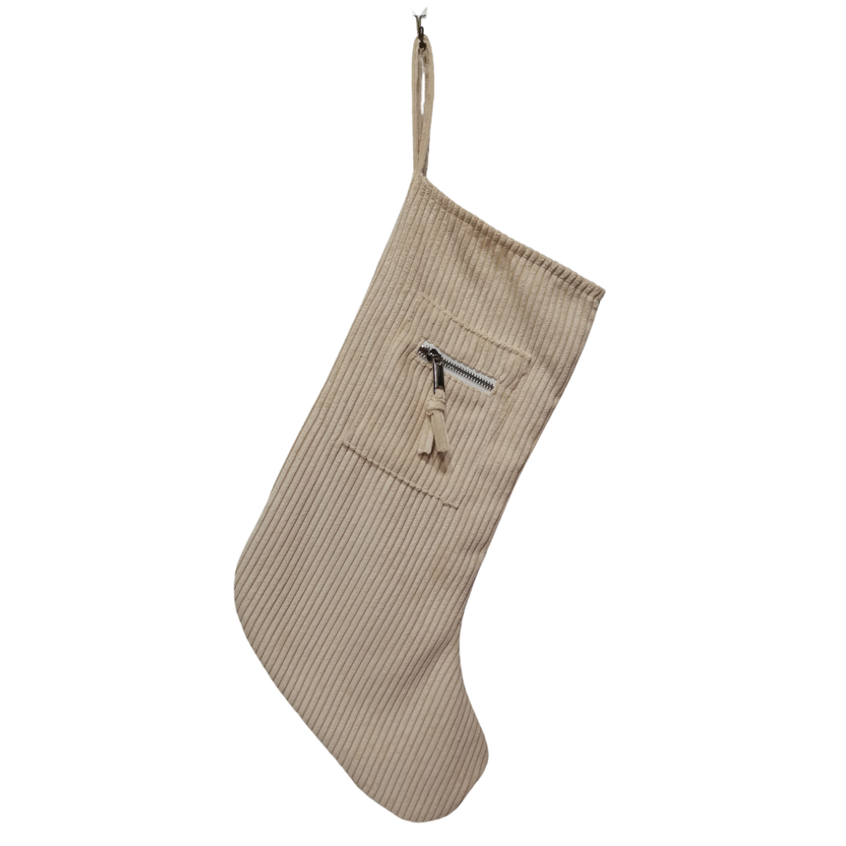 CF-3482 - Tan Cord Zipper Christmas Stocking