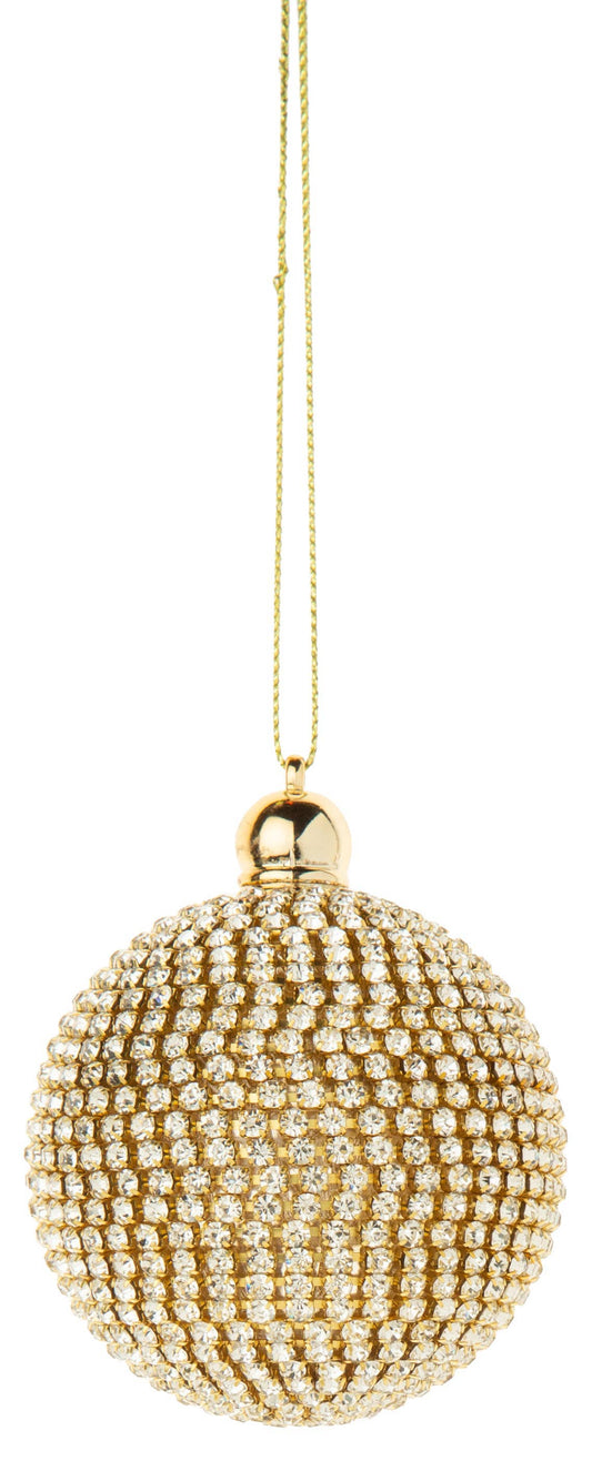 A28348: Diamante bead orn,gld&clear,1.5in