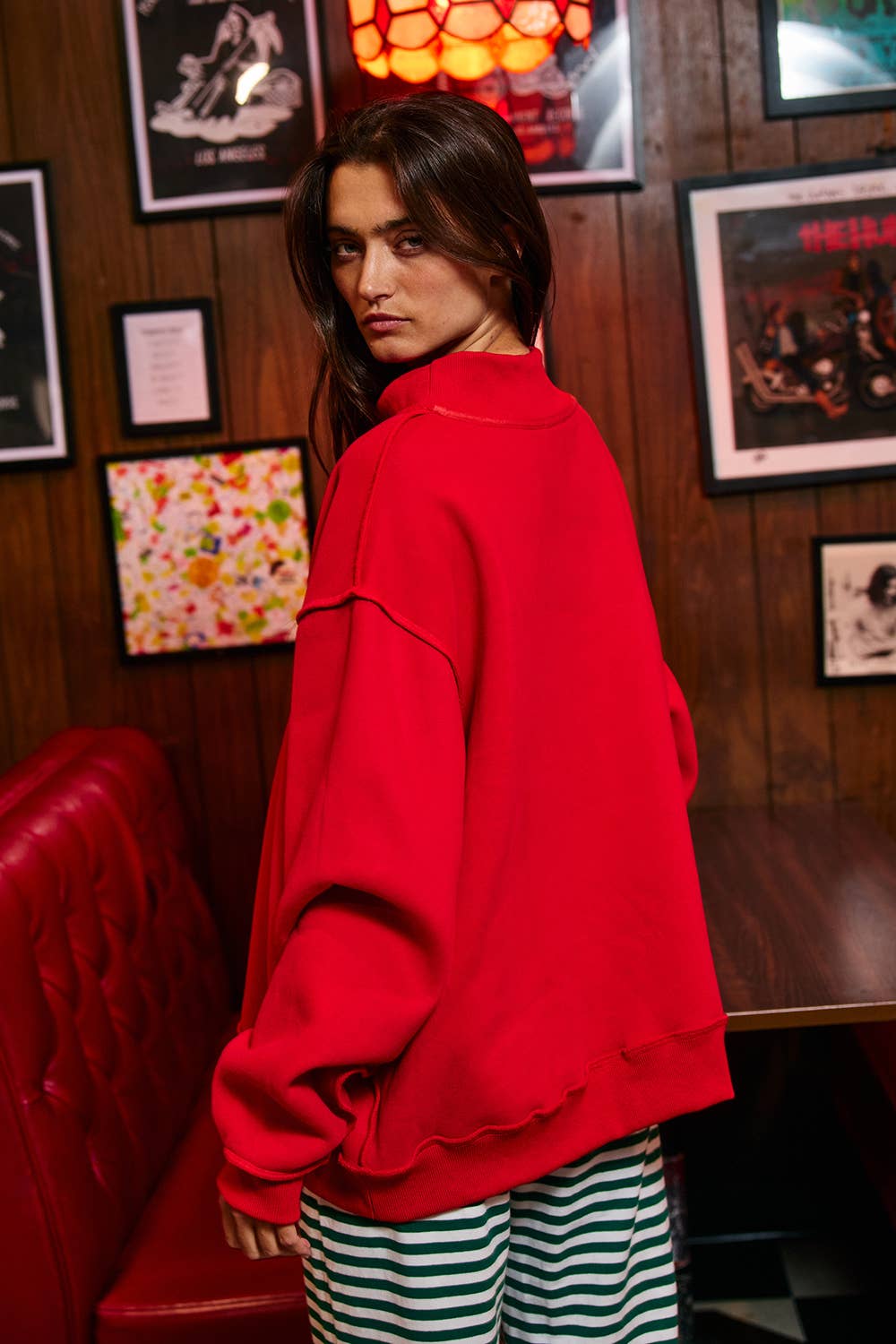 IT2594E-MERRY2 | 'MERRY' Embroidered Mock Neck Sweatshirt