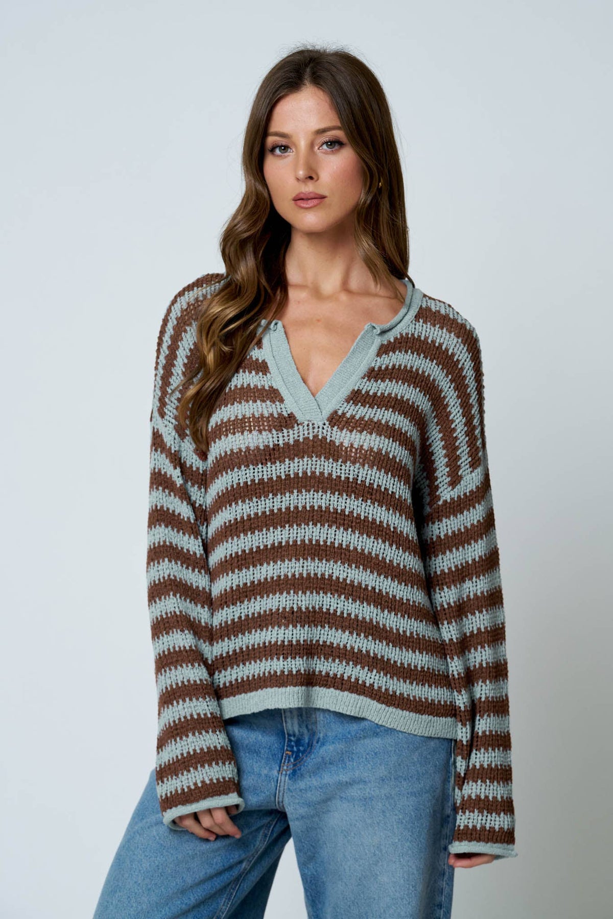 Reanna Raw Edge Vneck Sweater