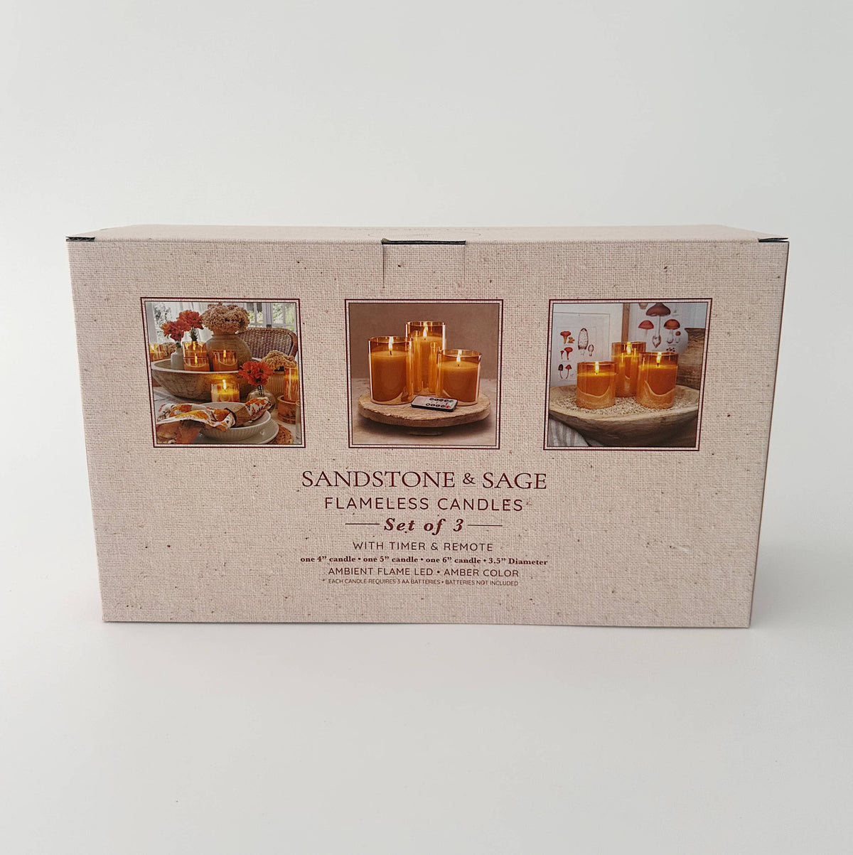 Flameless LED Hurricane Glass Candles - White and Amber