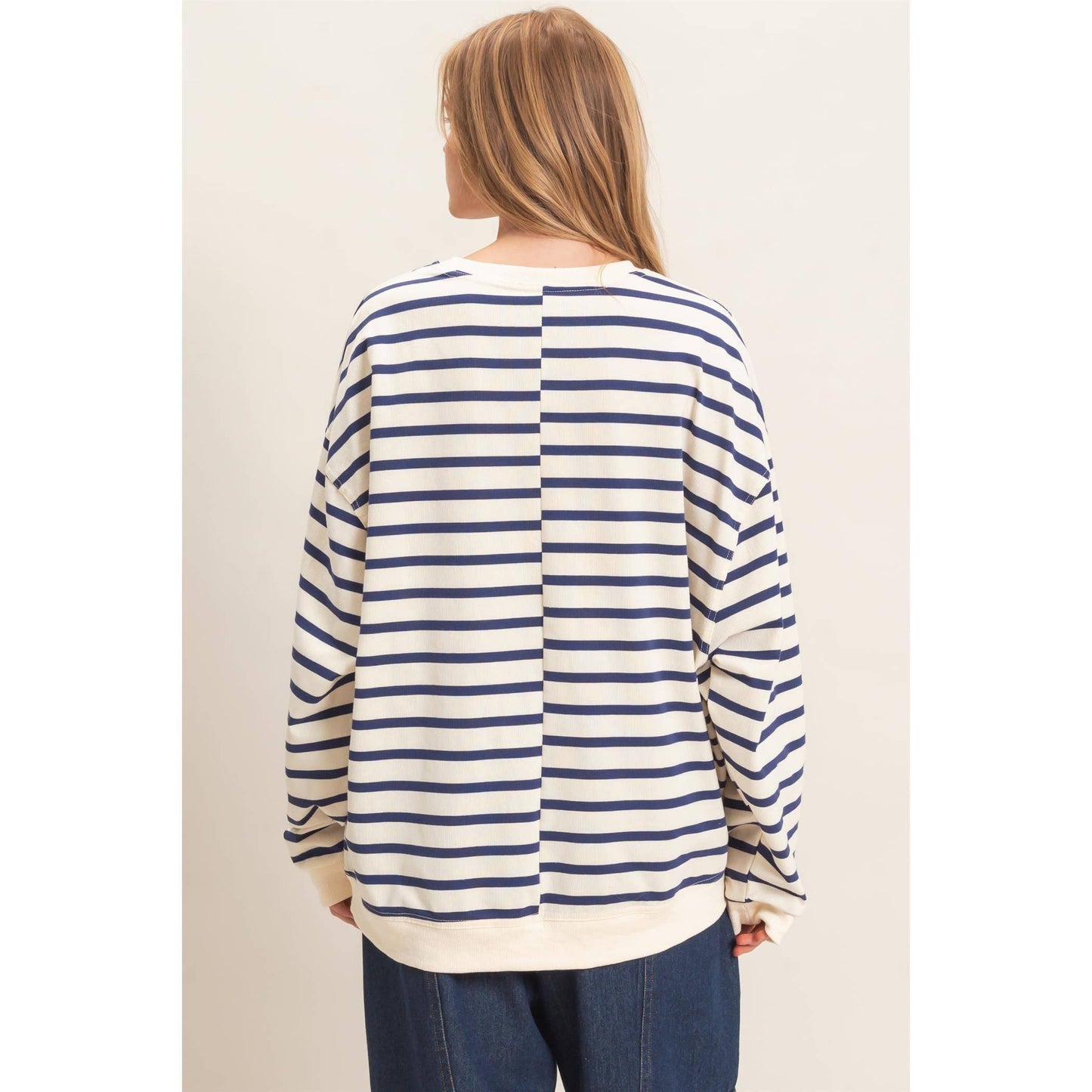 Vnotch Striped Pullover