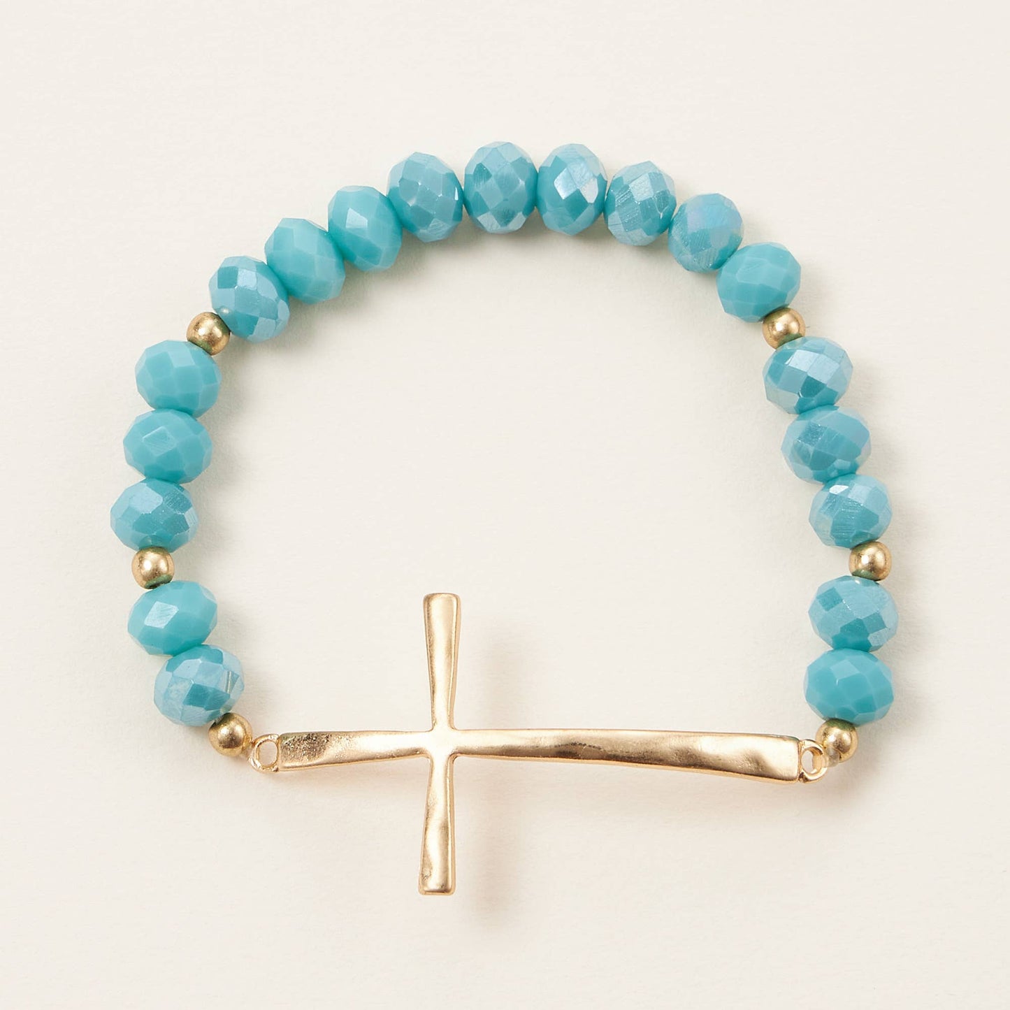 Cross Charm Glass Beaded Bracelet