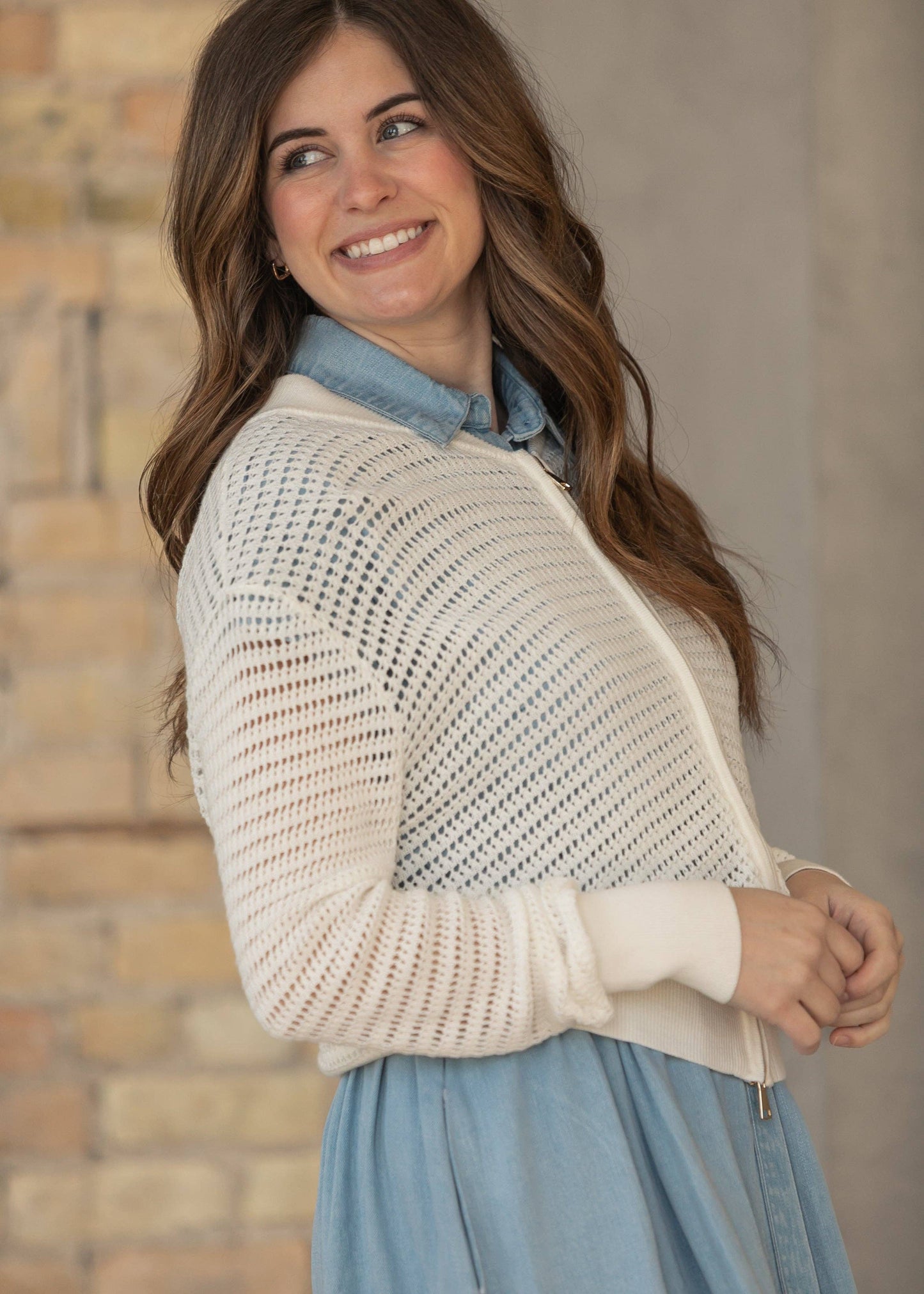 Tate Ivory Crochet Open Knit Cardigan