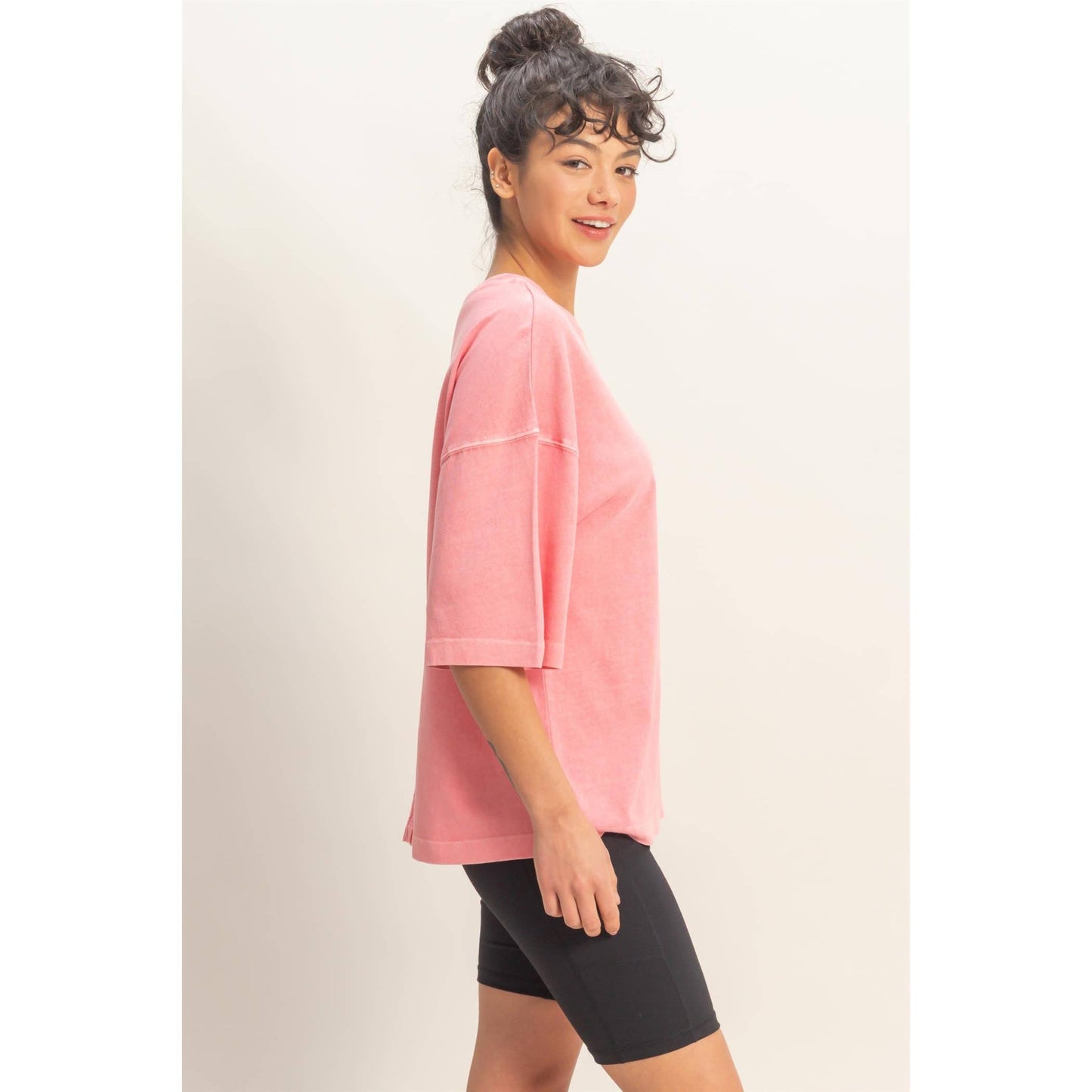 Pigment Dye Oversized Half-Sleeve T-Shirt
