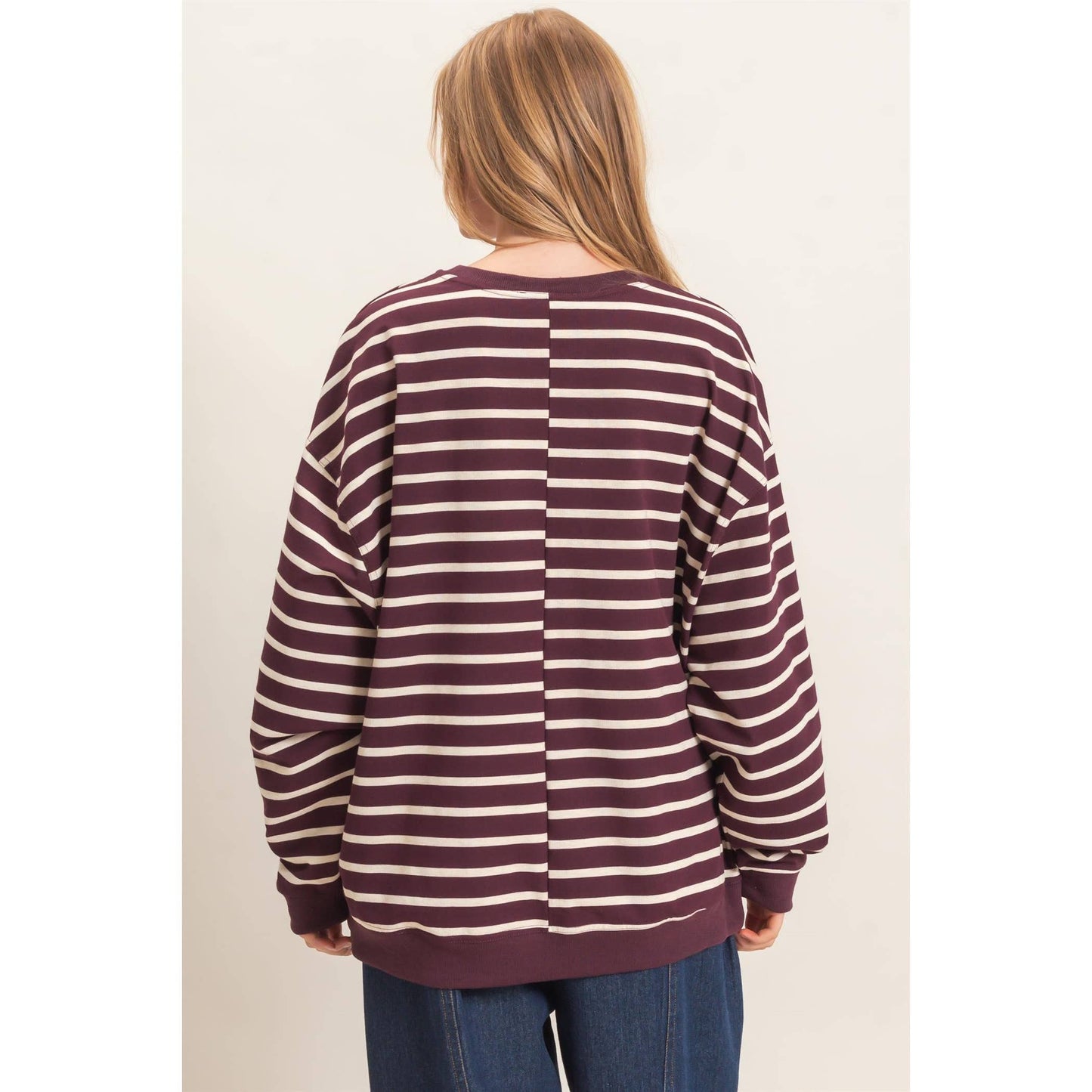 Vnotch Striped Pullover