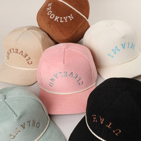 Custom Corduroy Embroidered Hat - Your City & State