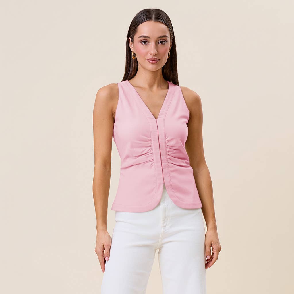Sleeveless shirred top