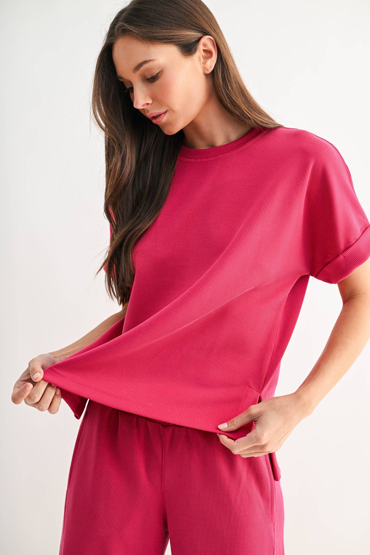 Luxe Sand Wash Rib Lounge Tee