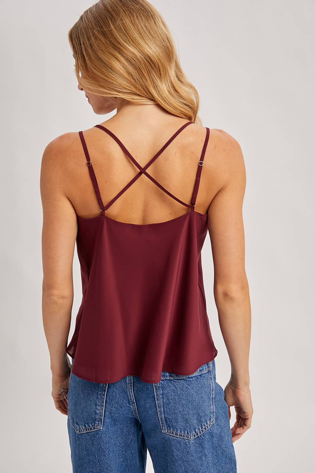 SATIN CRISSCROSS BACK STRAPS SCOOP NECK CAMI - EASTER DAY