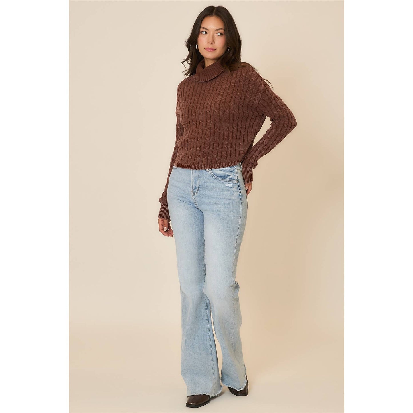 Cali Cropped Turtleneck Sweater