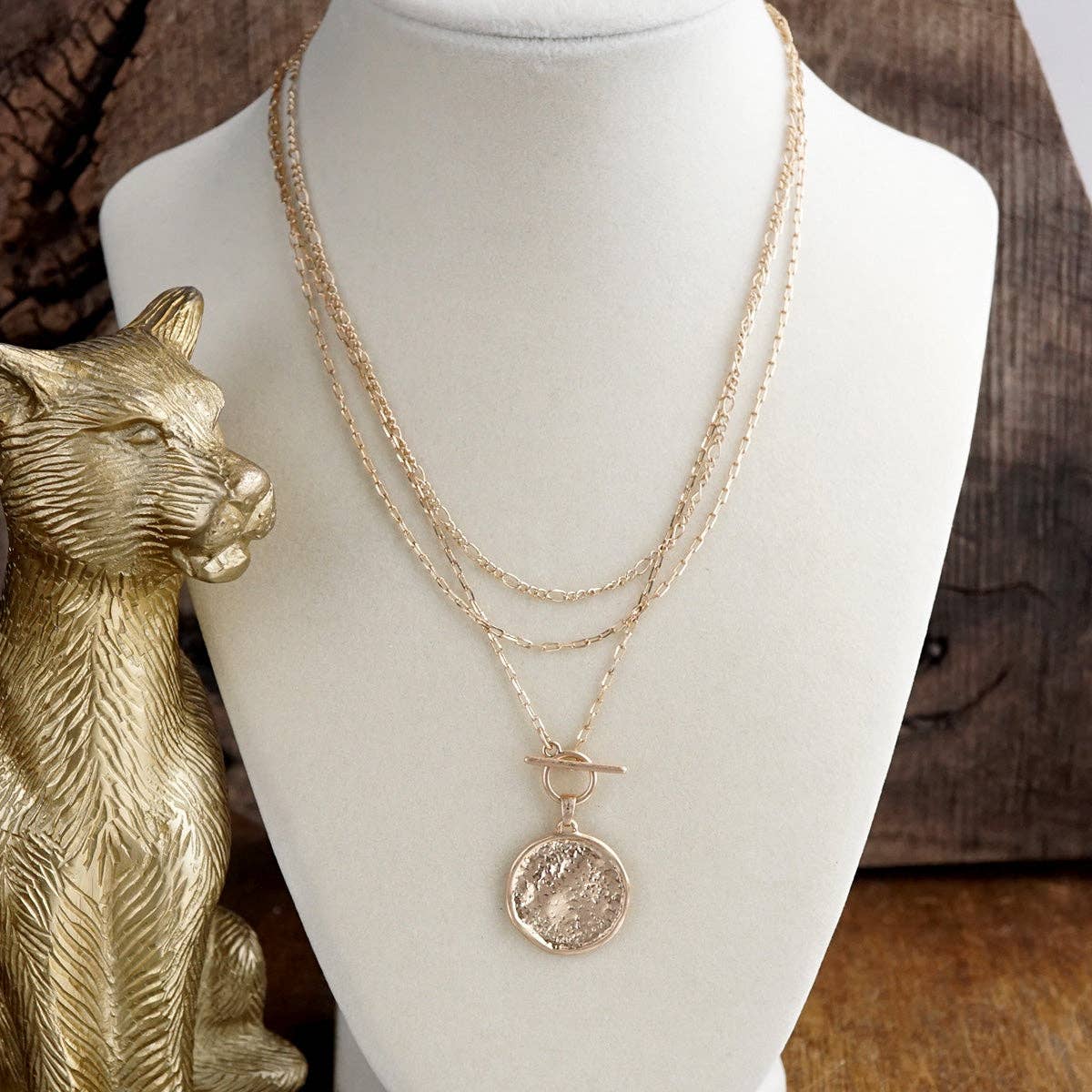 Moonphase Relic – Layered Coin Toggle Necklace
