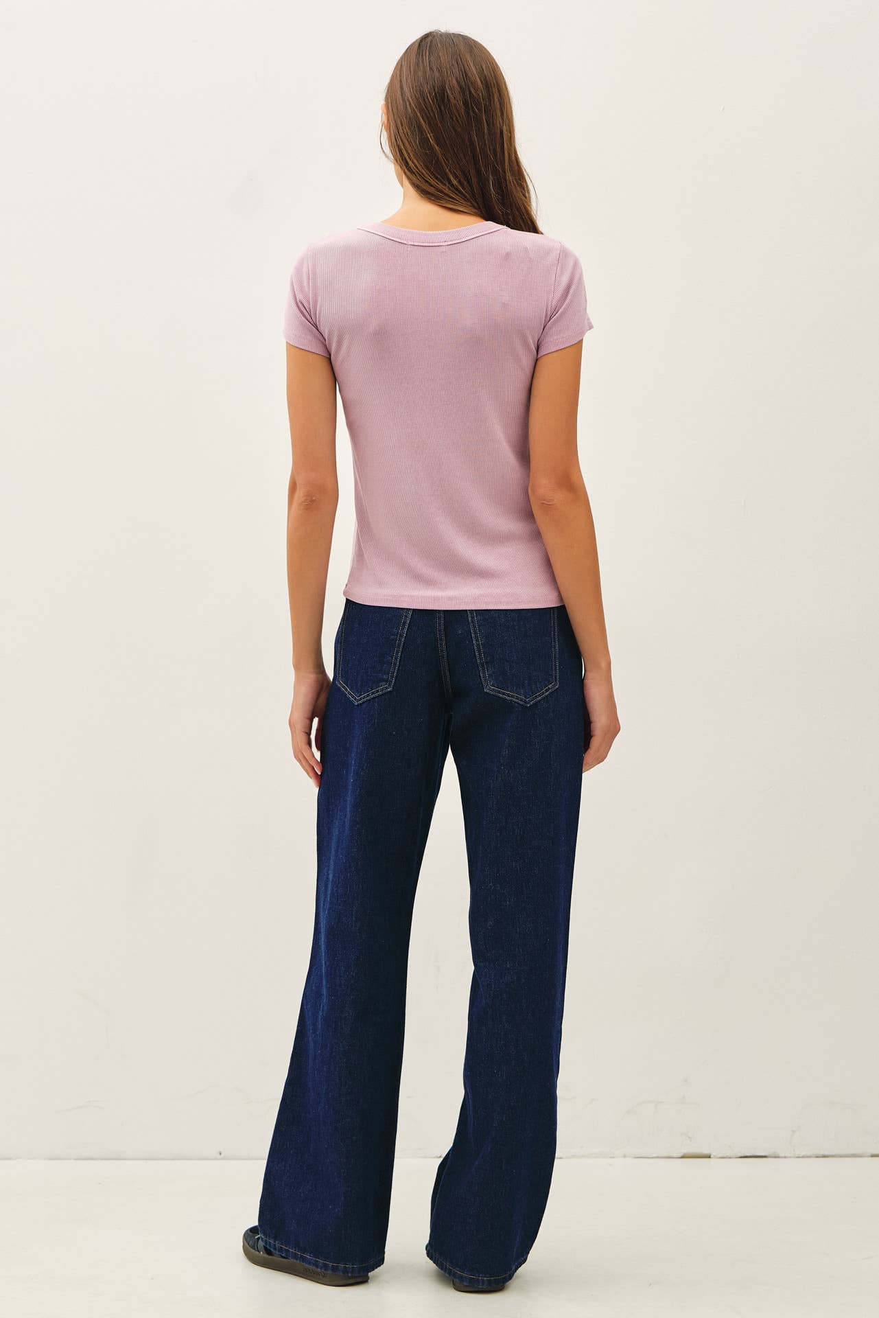 Never Basic Ribbed Scoop Neck Tee