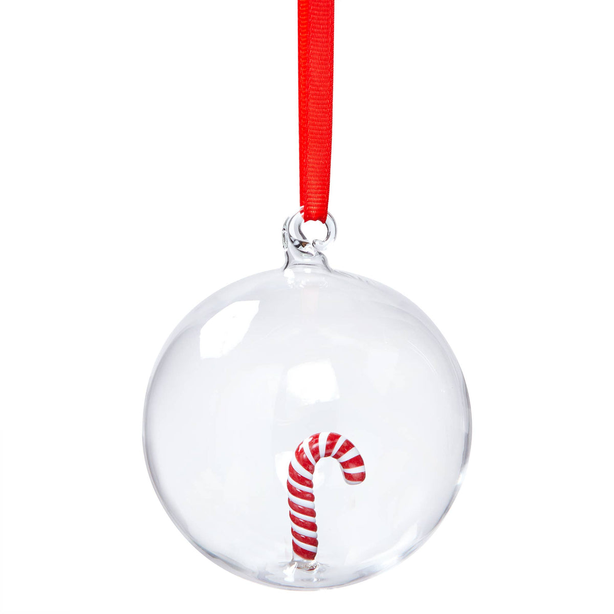 Candy Cane Globe Ornament - Borosilicate Glass - Christmas