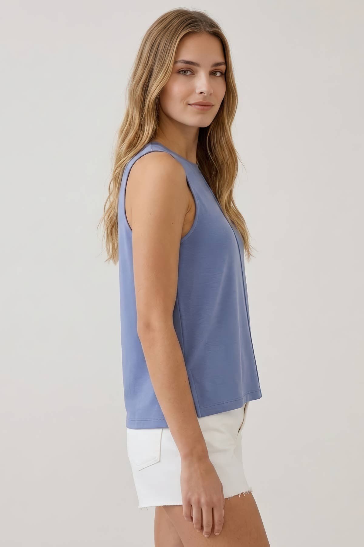 BUTTERY SOFT BRUSHED MODAL SLEEVELESS SWING TOP - 45751T
