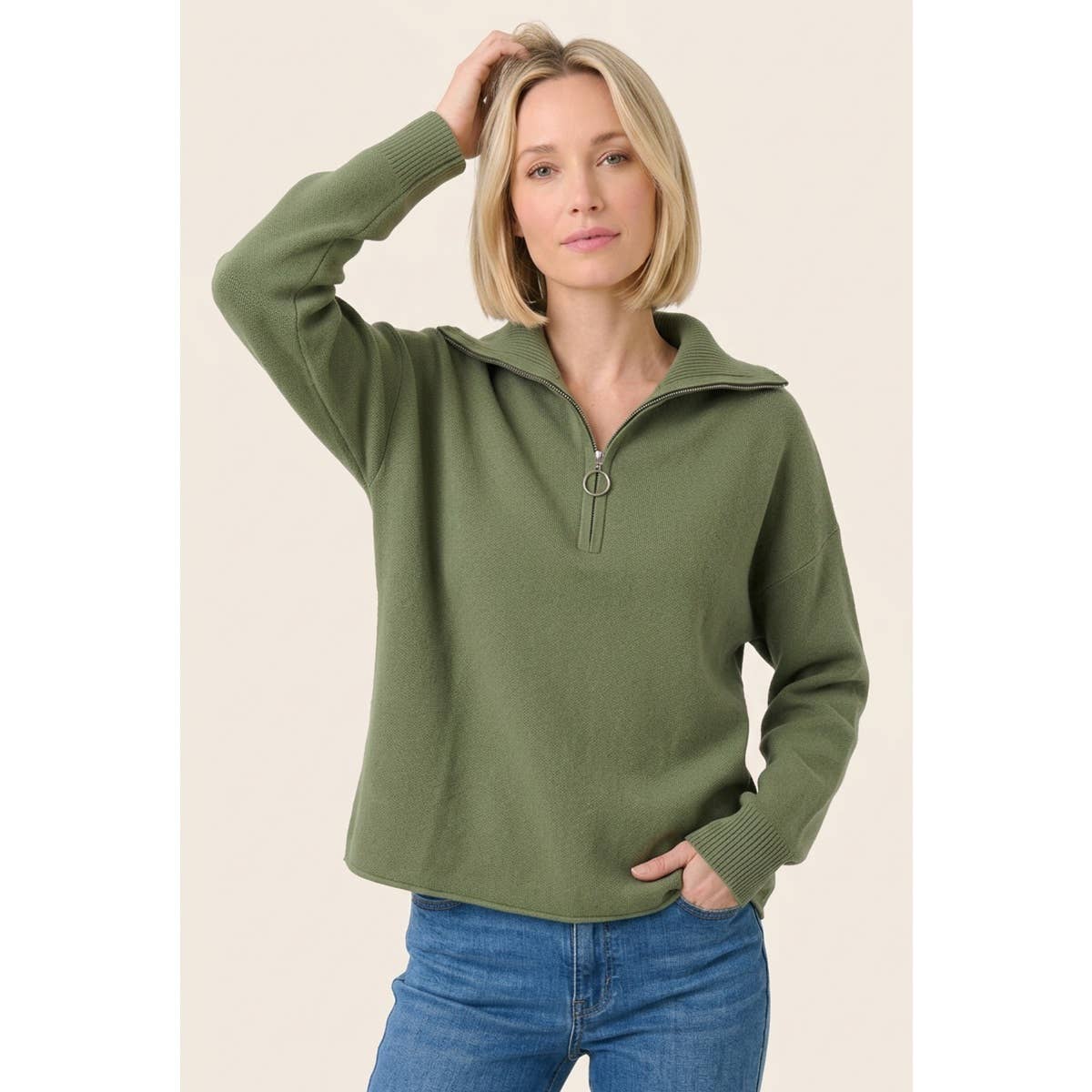 Mock Mockneck Zip Sweater