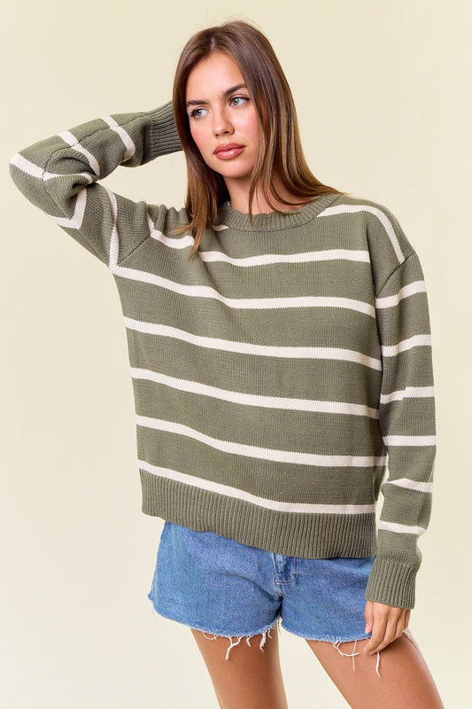 Stripe me Up Scallop Sweater