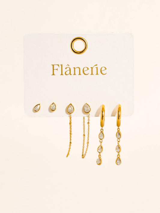 Finley 18K Gold Chain Drop Earring Set