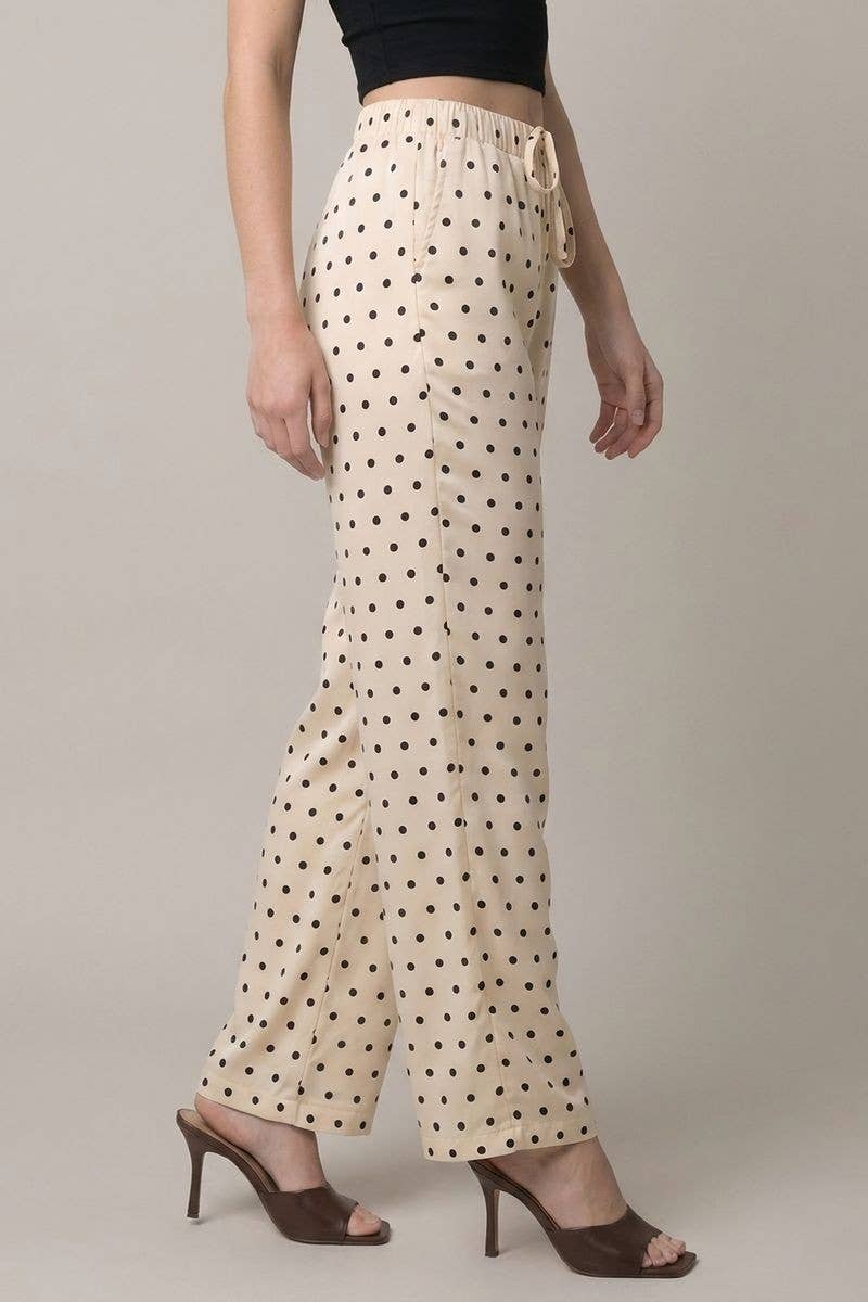 POLKA DOT LOW RISE DRAWSTRING PANTS - 8947P