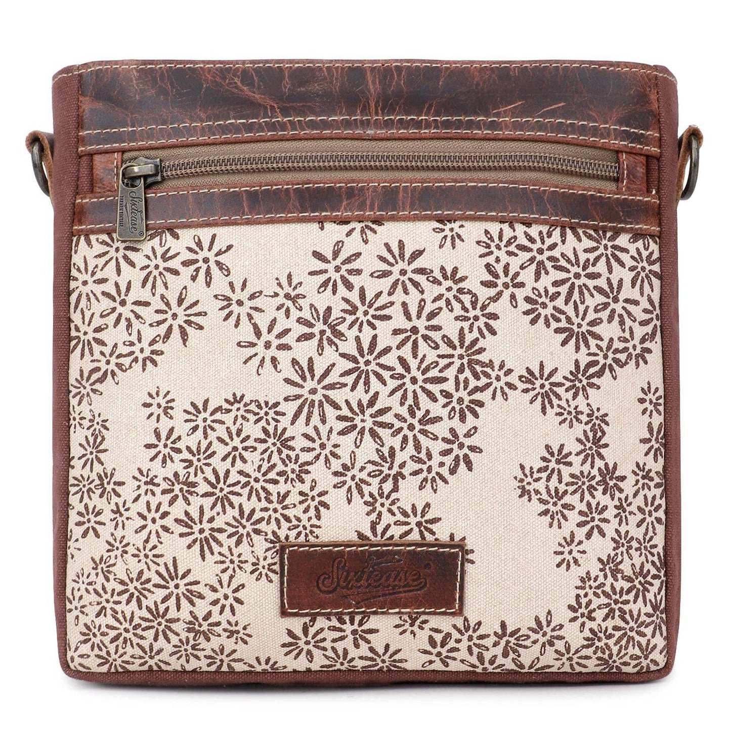Canvas & Leather Women's Crossbody Bag - Timberwolf/Bole
