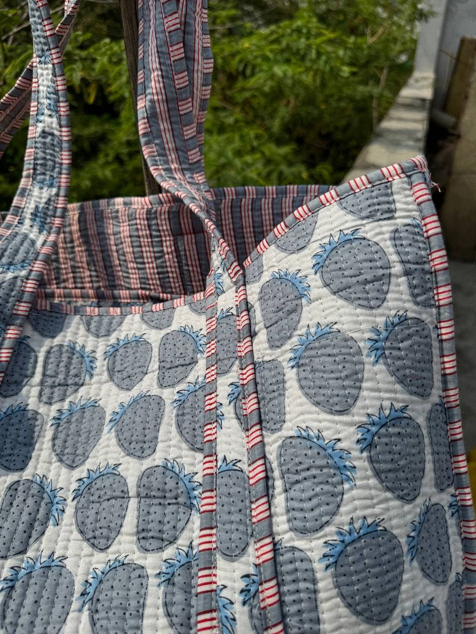 Strawberry Designer Indian Cotton Printed Bag Quilted Bags