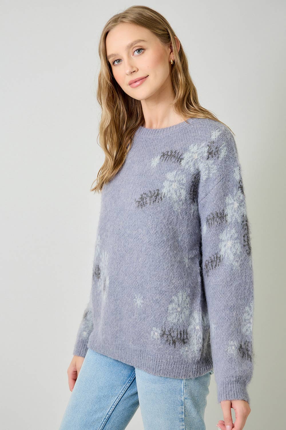 Winter Blues Floral Sweater