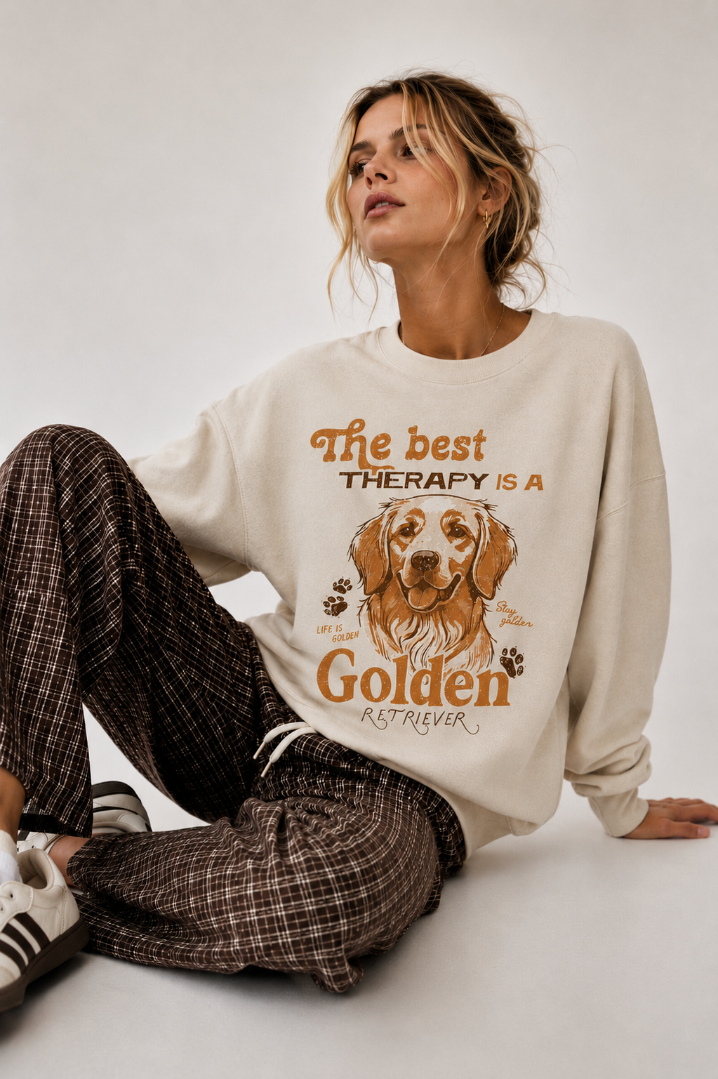 Golden Retriever Therapy Khaki Sweatshirt