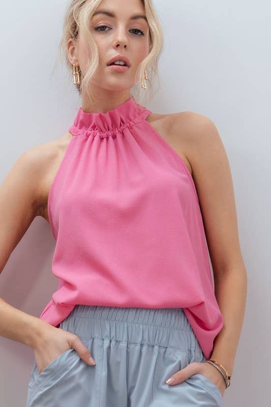 Ruffle Mock Neck Tank