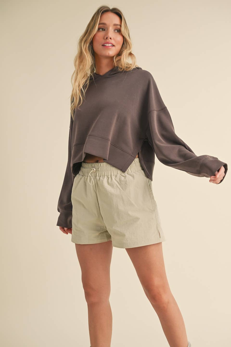 Super Soft Air Scuba Oversized Crop Hoodie