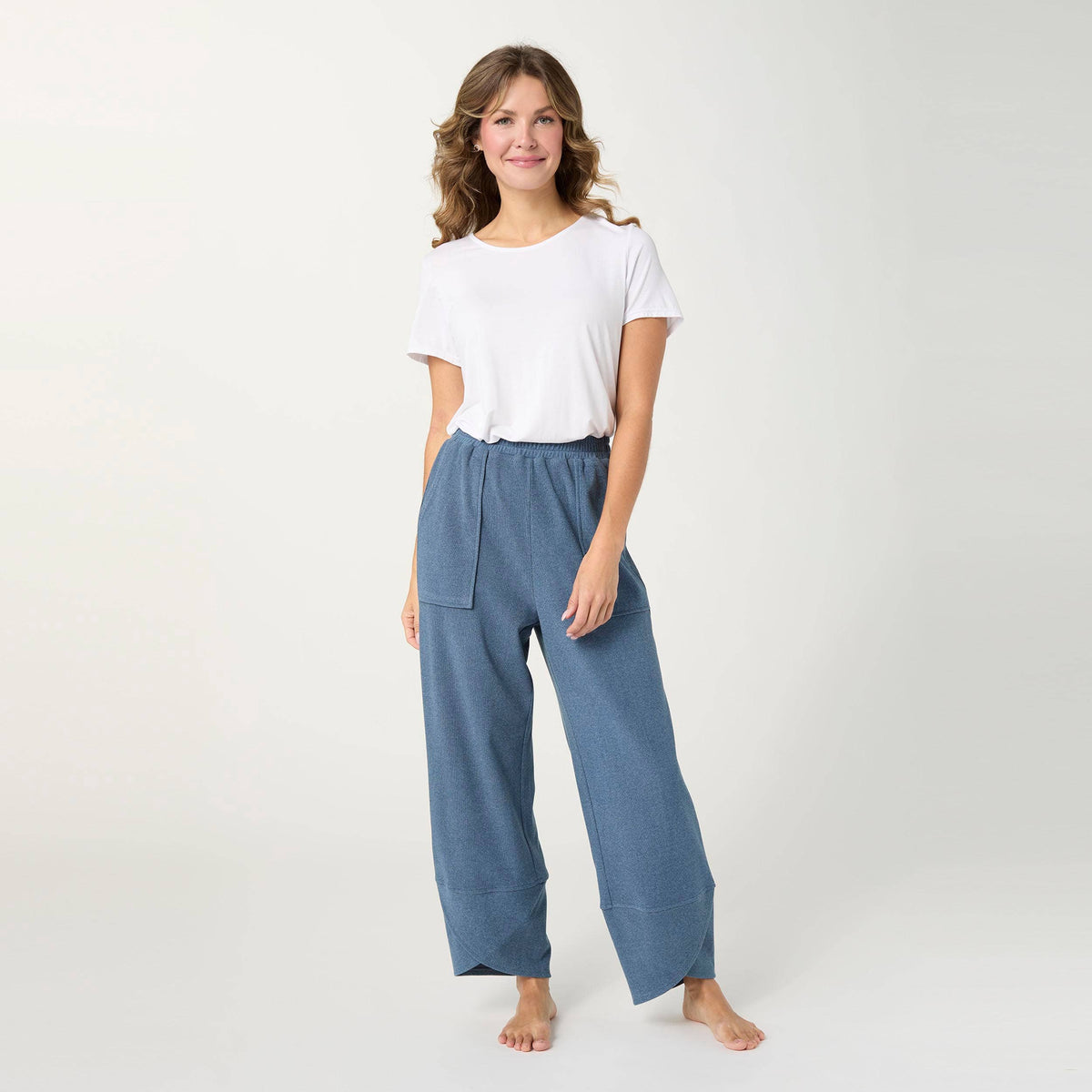 Weekend Brushed Scalloped Wide Leg Pants
