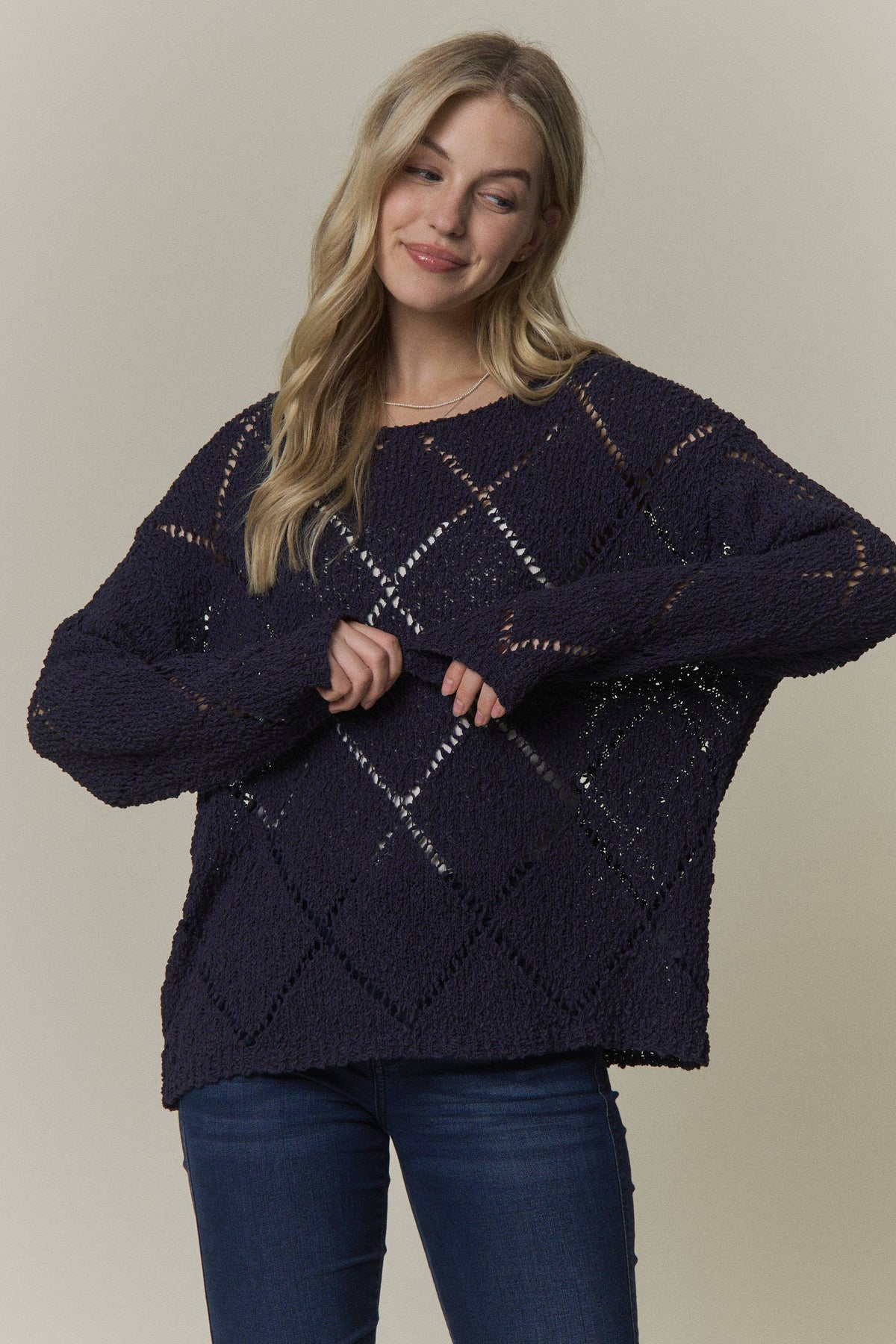 Falling for You Diamond Knit Sweater