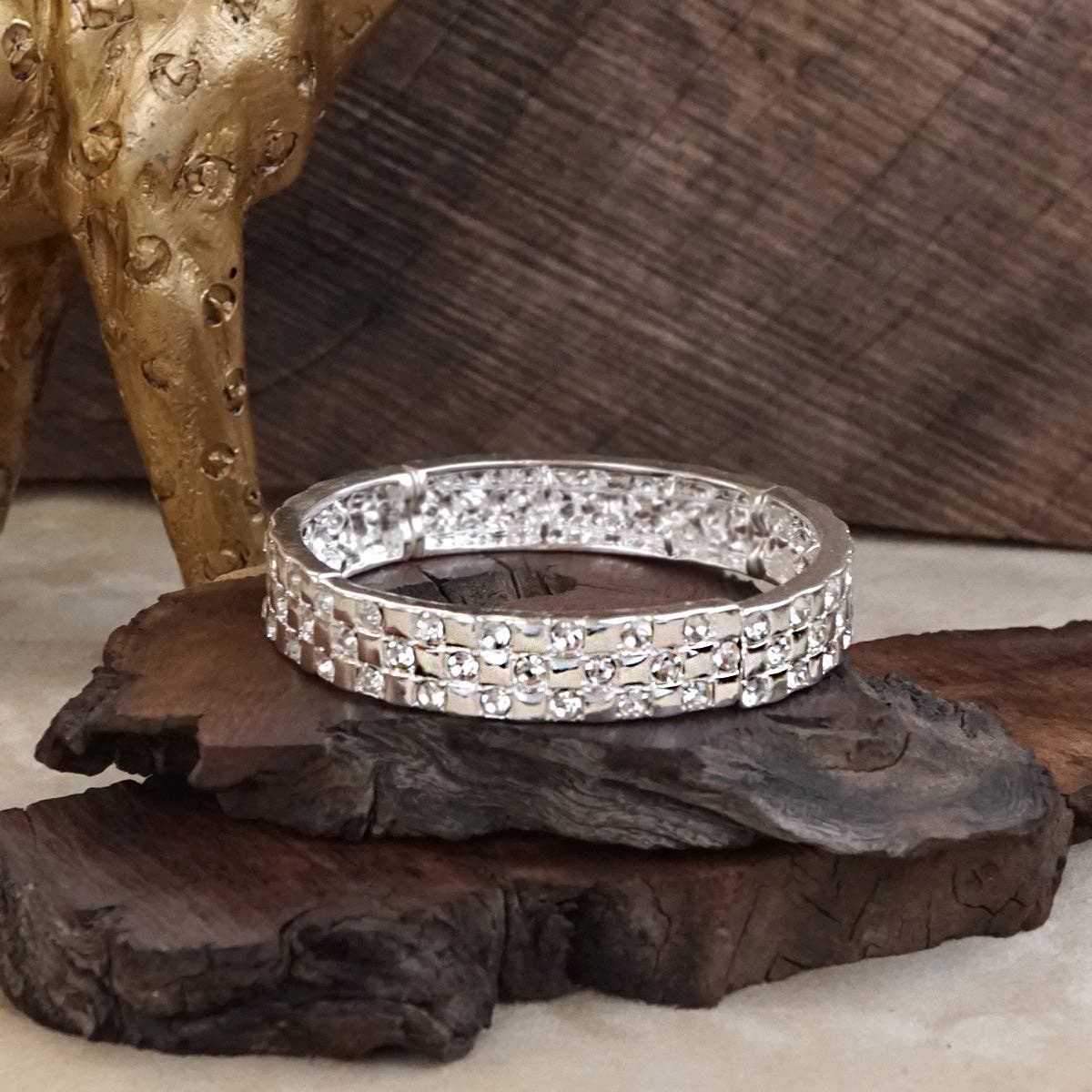 Checker Crystal Stretch Bangle